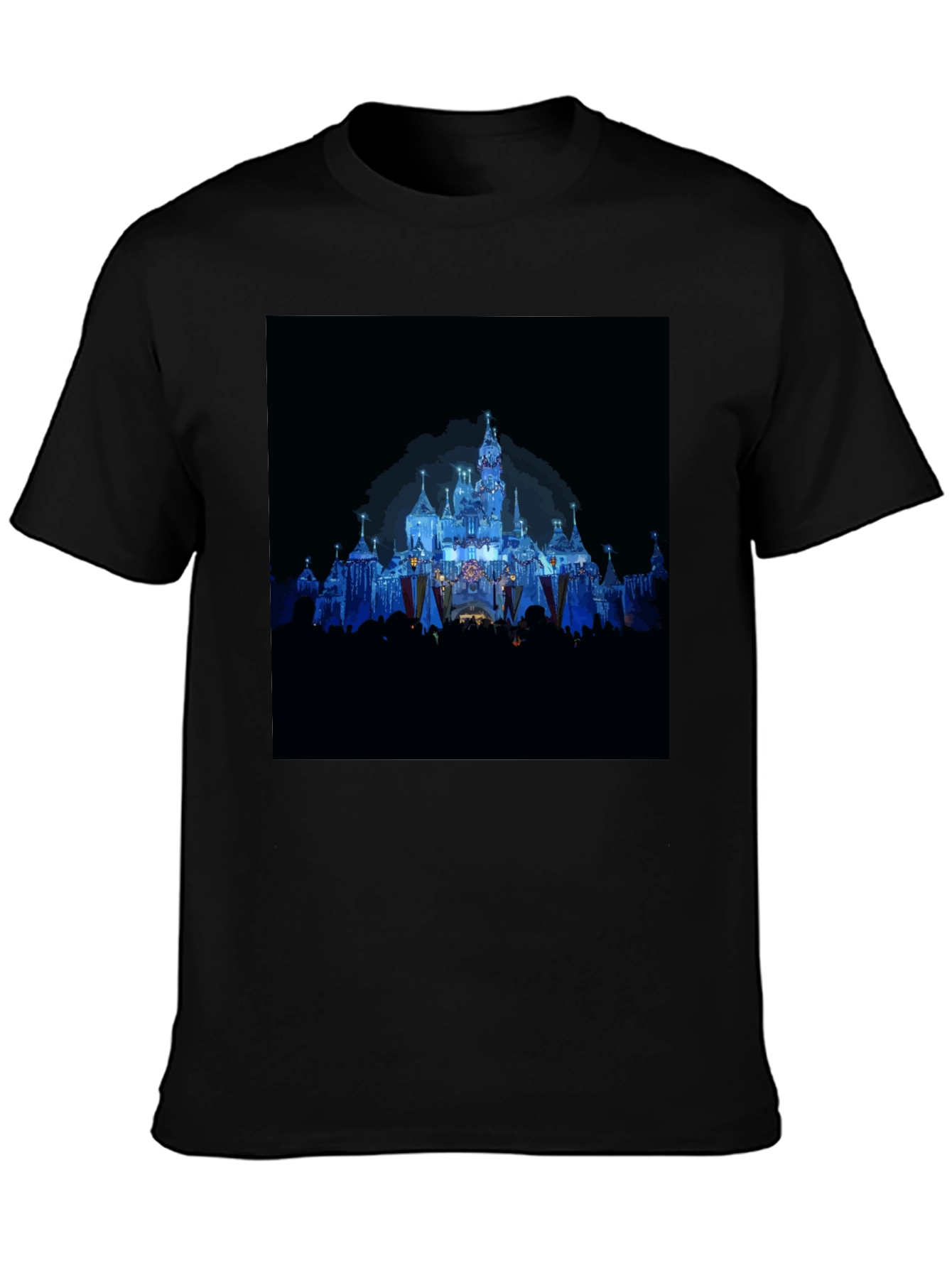 Magical Castle Print Black T-Shirt