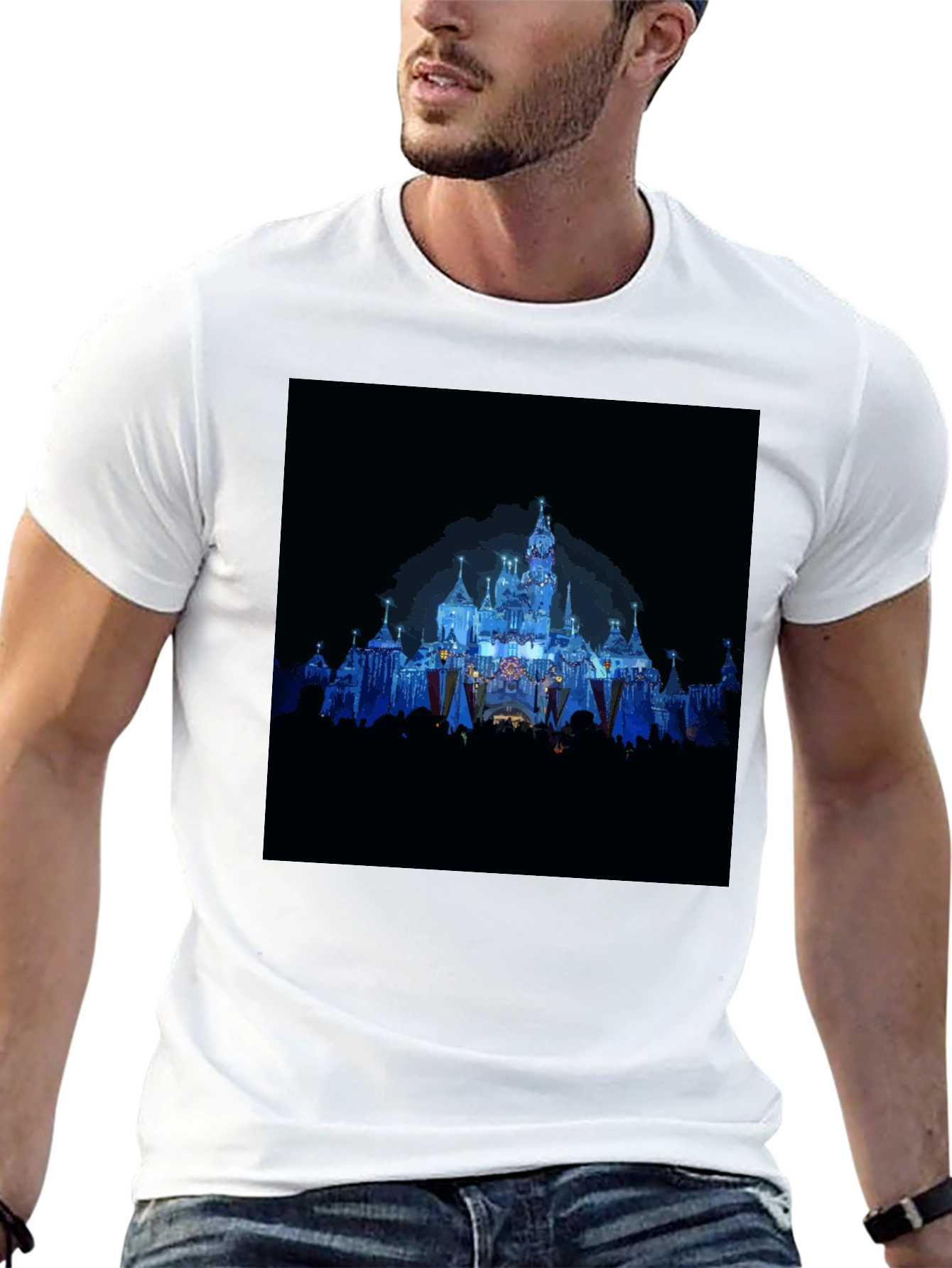 Magical Castle Print Black T-Shirt