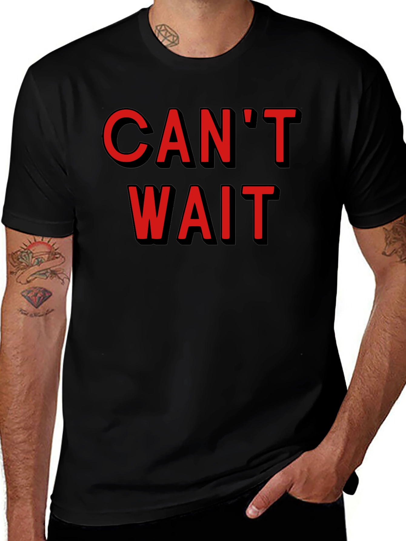Cant Wait Graphic Tee - Stylish Black Cotton T-Shirt