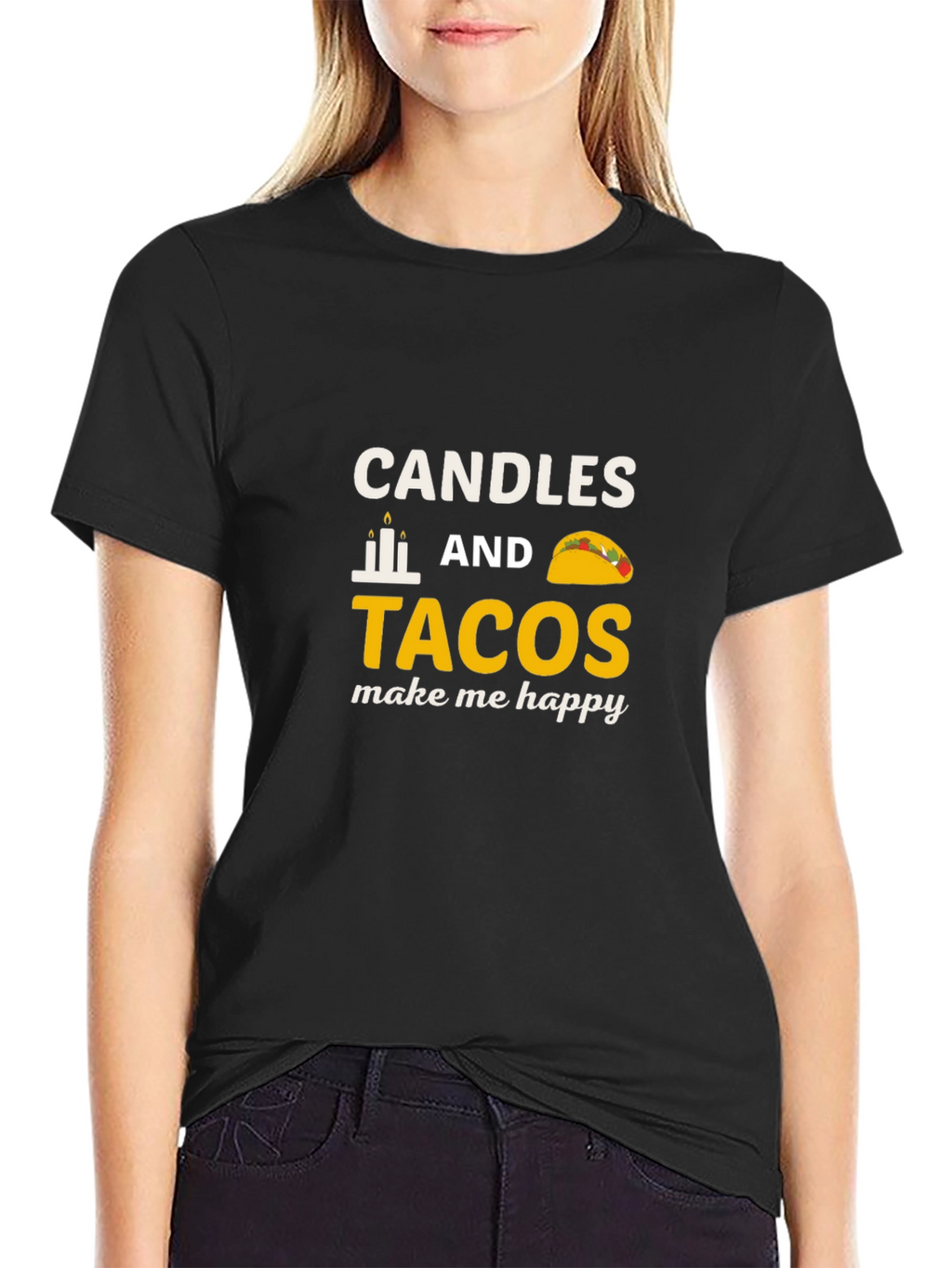 Candles & Tacos Graphic Tee - Happy Vibes!