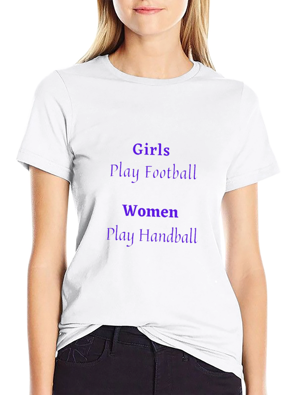Girls Football Women Handball Black Graphic Tee