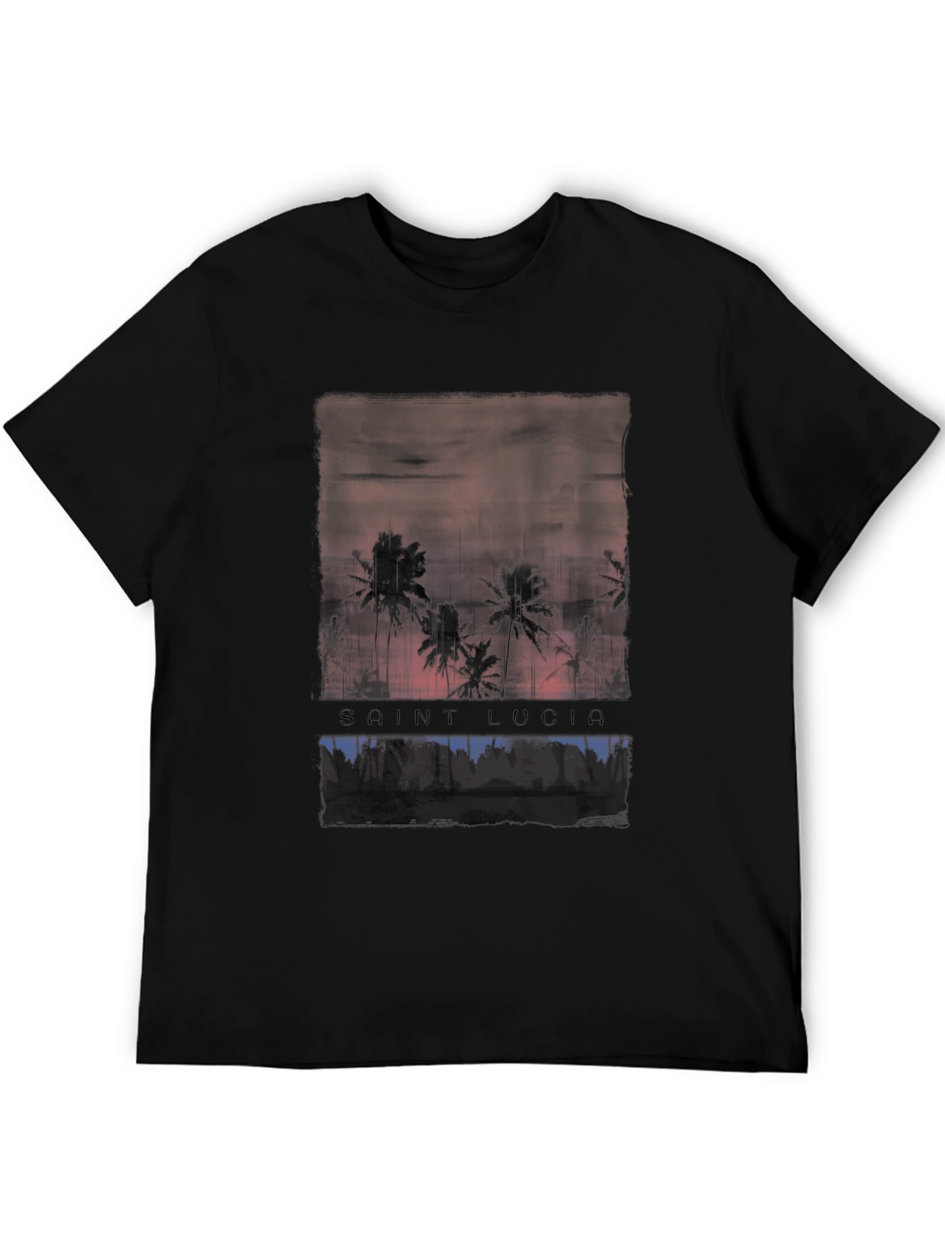 Saint Lucia Palm Tree Sunset Graphic T-Shirt