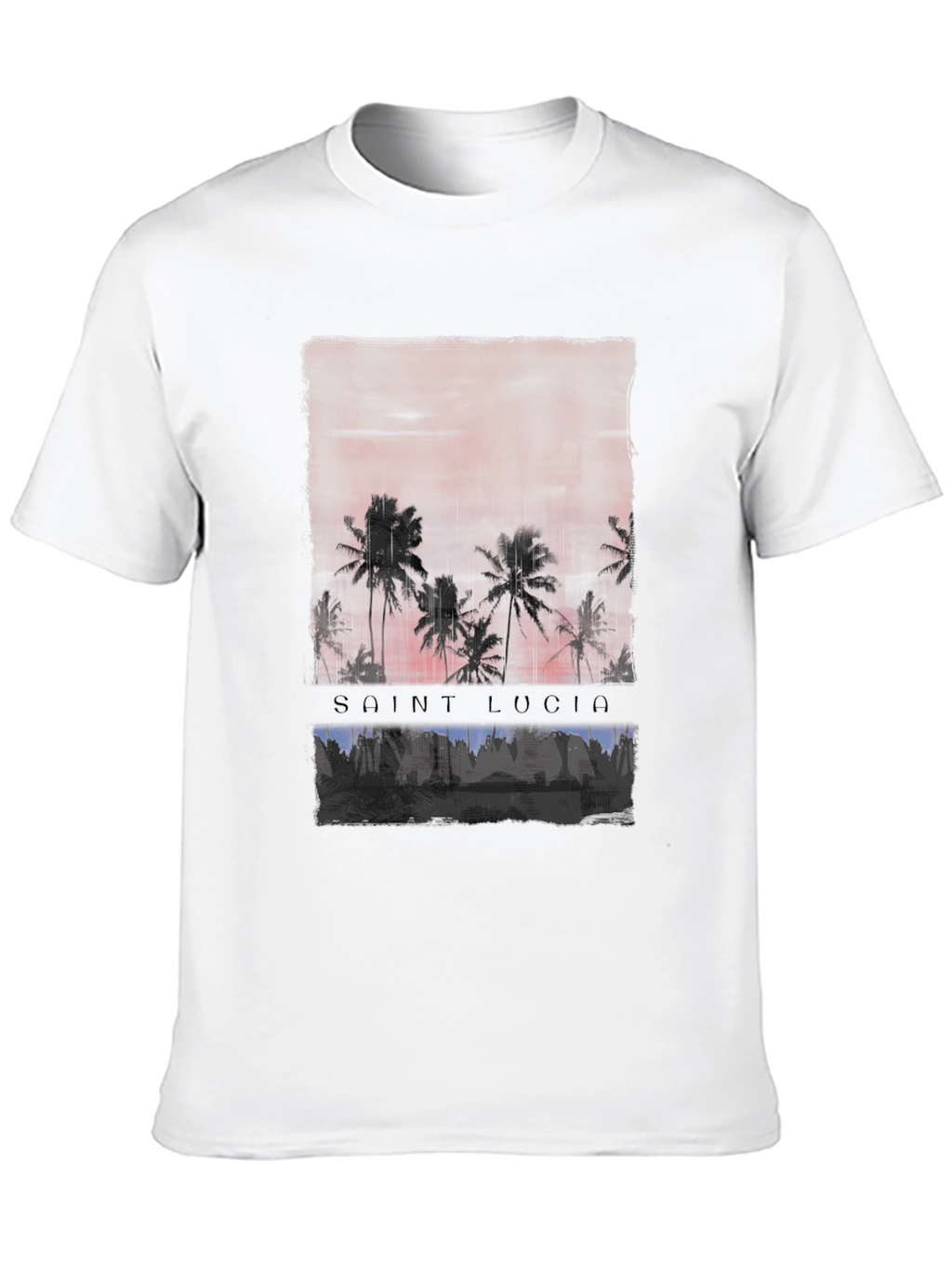 Saint Lucia Palm Tree Sunset Graphic T-Shirt
