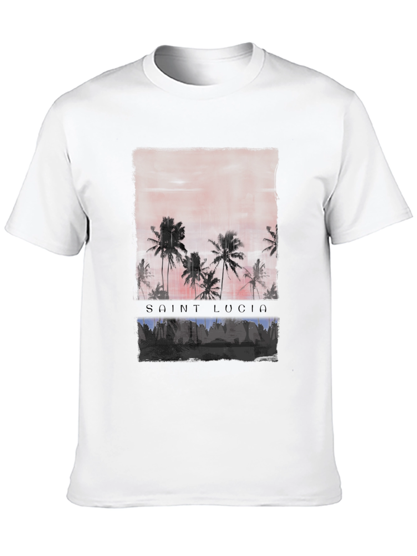 Saint Lucia Palm Tree Sunset Graphic T-Shirt