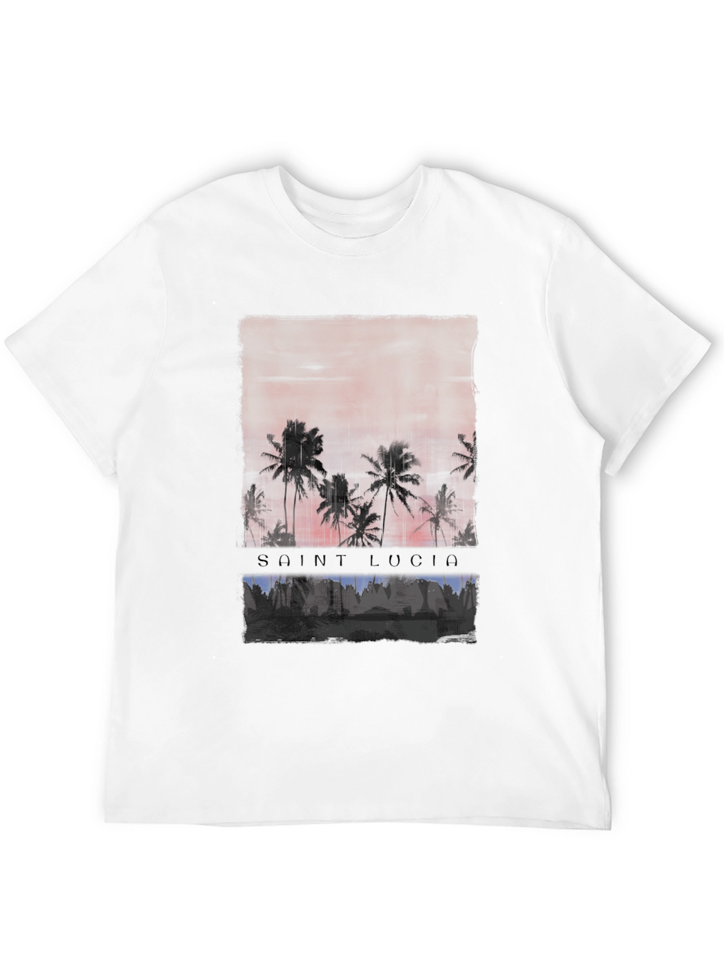 Saint Lucia Palm Tree Sunset Graphic T-Shirt