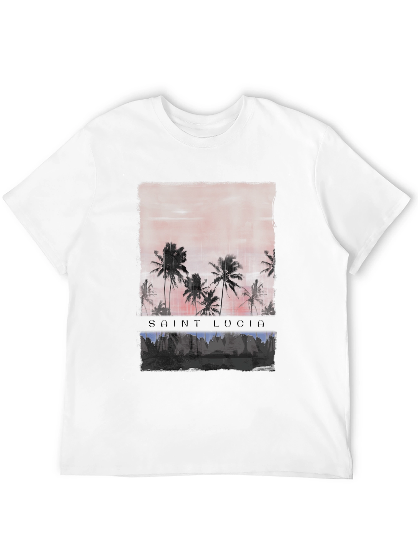 Saint Lucia Palm Tree Sunset Graphic T-Shirt