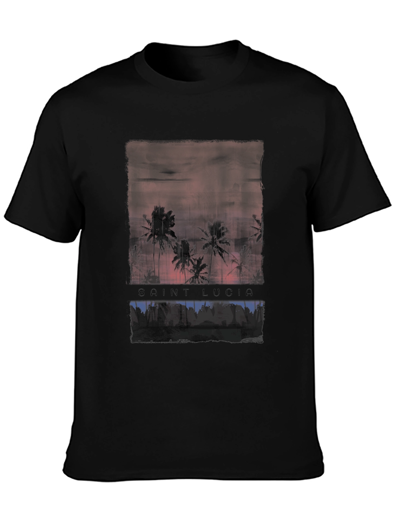 Saint Lucia Palm Tree Sunset Graphic T-Shirt