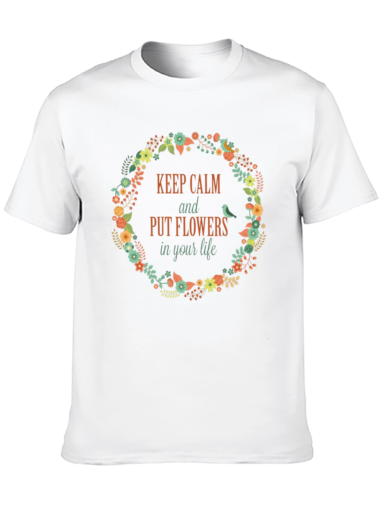 Keep Calm Flowers T-Shirt - Stylish Graphic Tee
