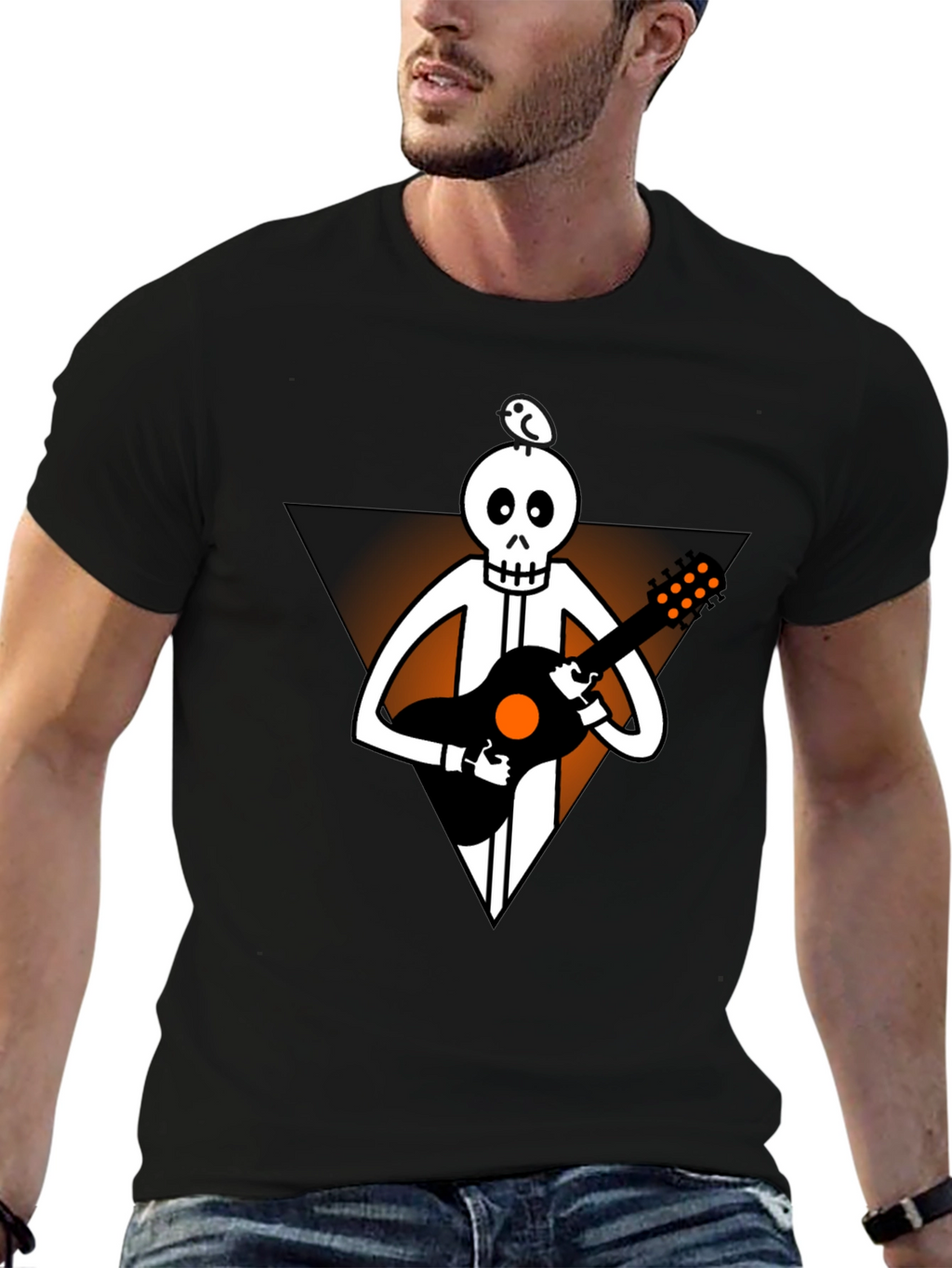 Skeleton Guitar Player Black T-Shirt