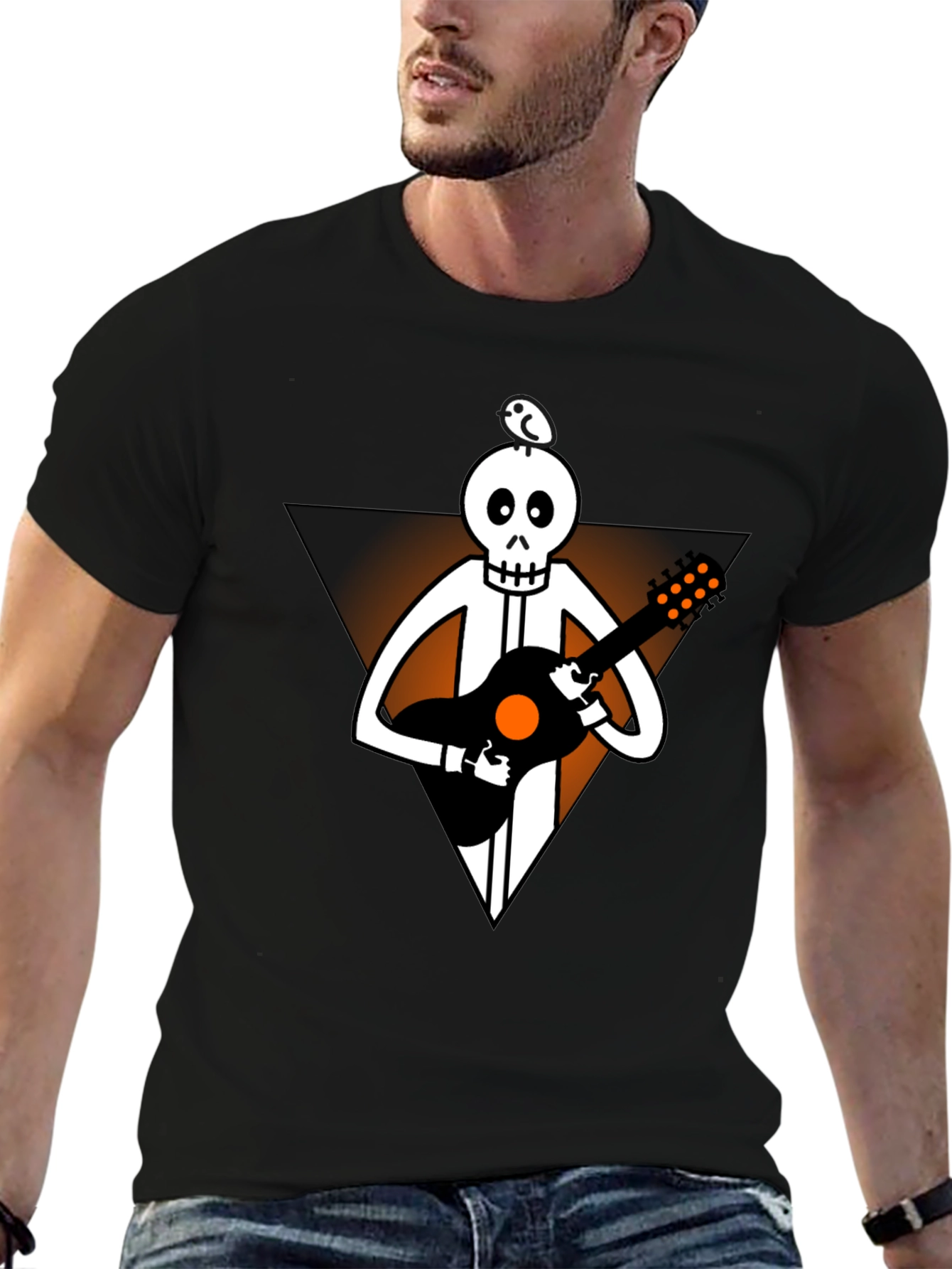 Skeleton Guitar Player Black T-Shirt
