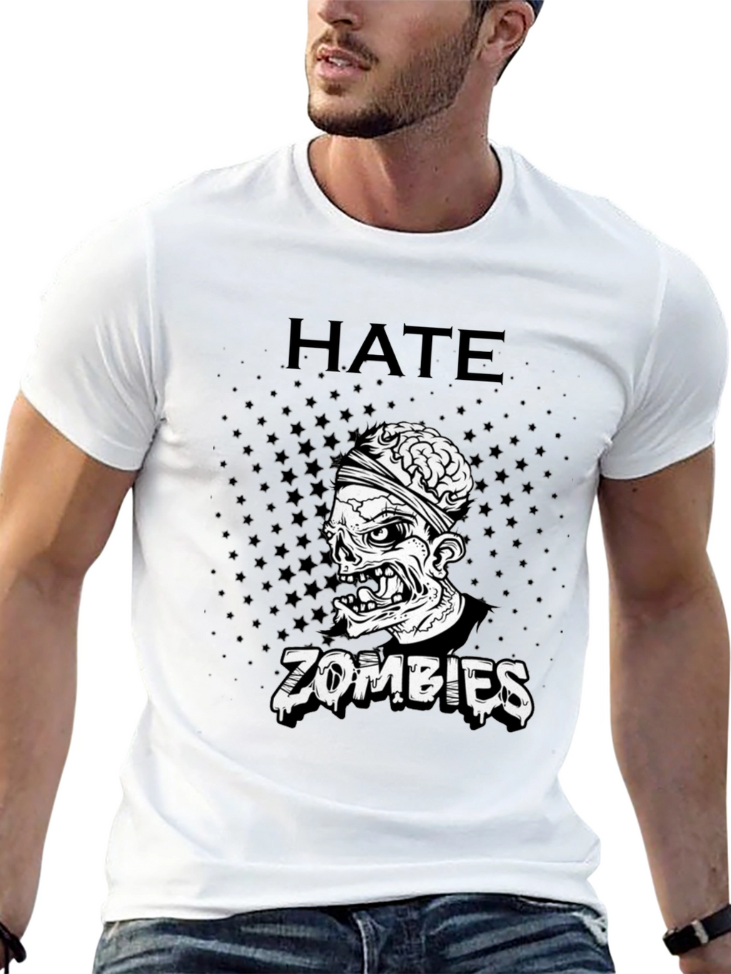 Hate Zombies Graphic Tee - Black Cotton T-Shirt