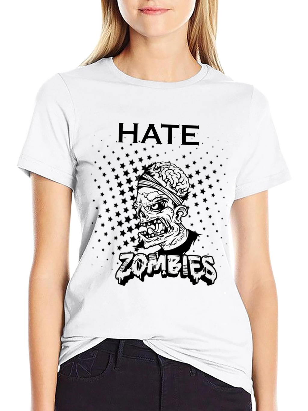 Hate Zombies Graphic Tee - Black Cotton T-Shirt