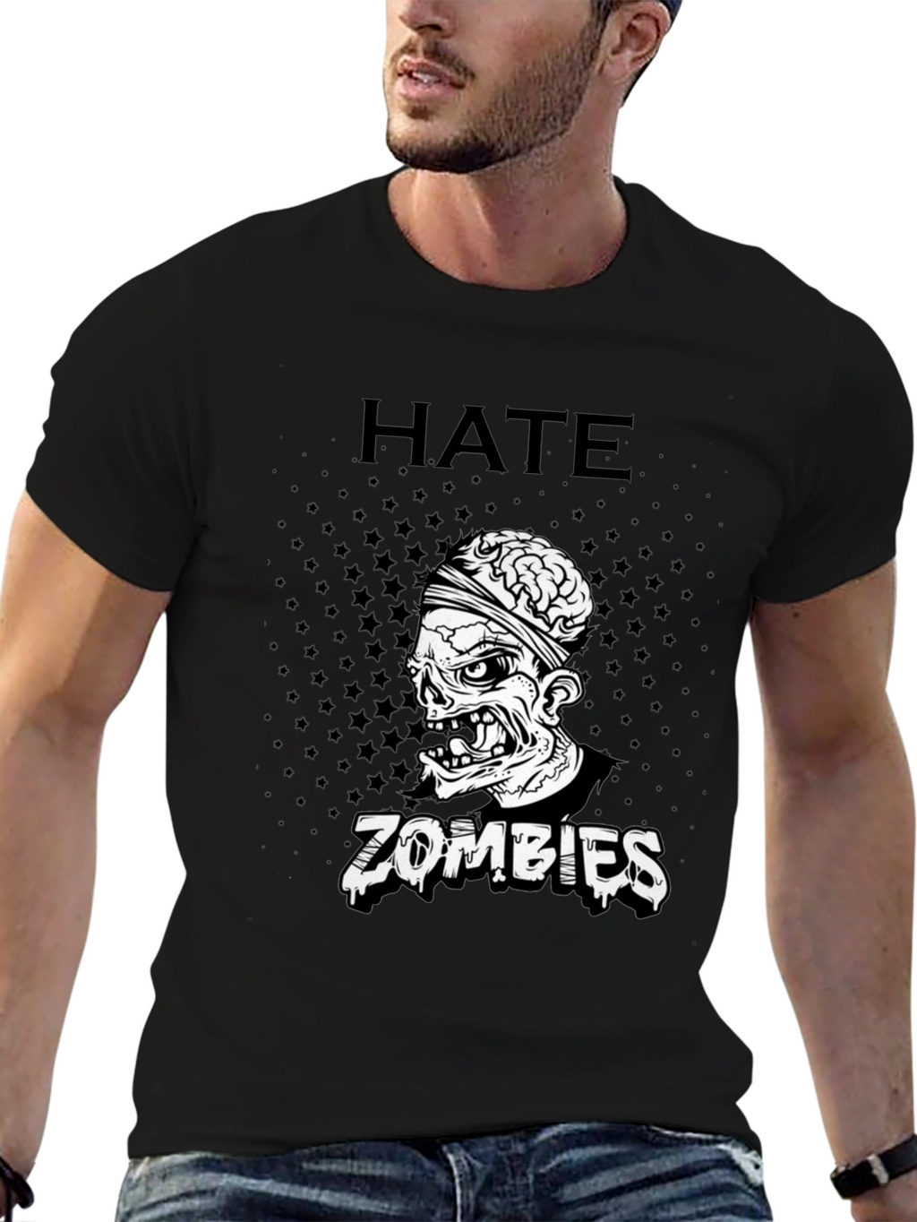 Hate Zombies Graphic Tee - Black Cotton T-Shirt