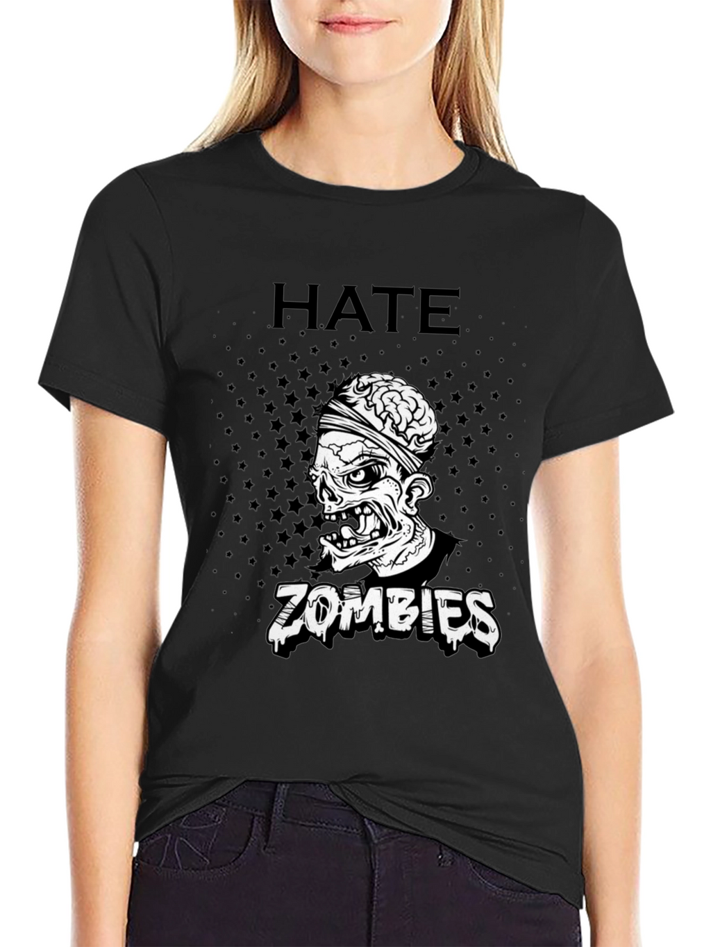 Hate Zombies Graphic Tee - Black Cotton T-Shirt