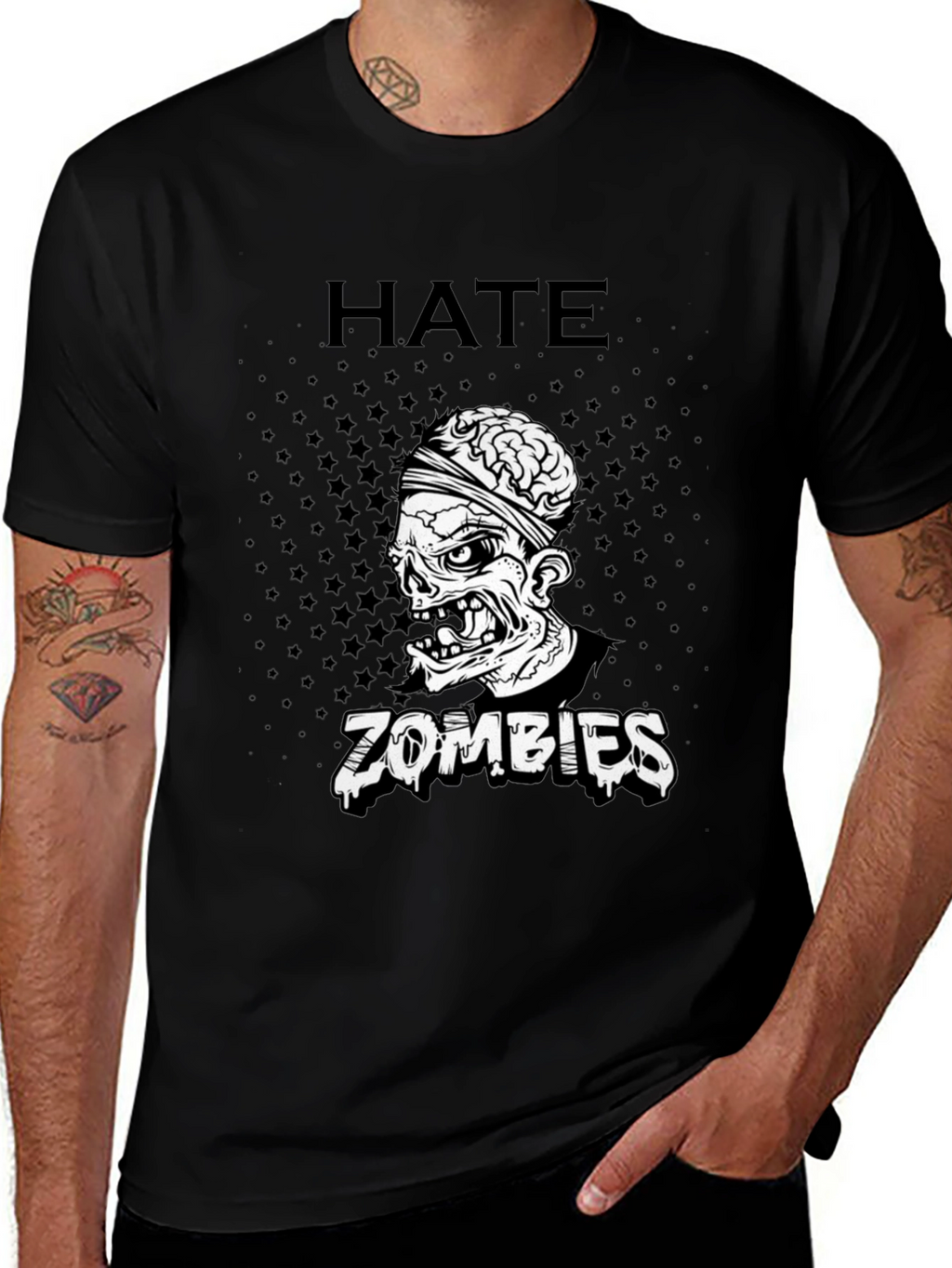 Hate Zombies Graphic Tee - Black Cotton T-Shirt