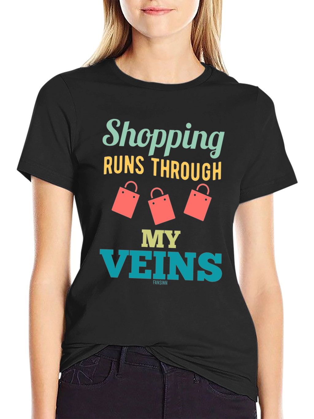 Shopping Runs Through My Veins Funny T-Shirt
