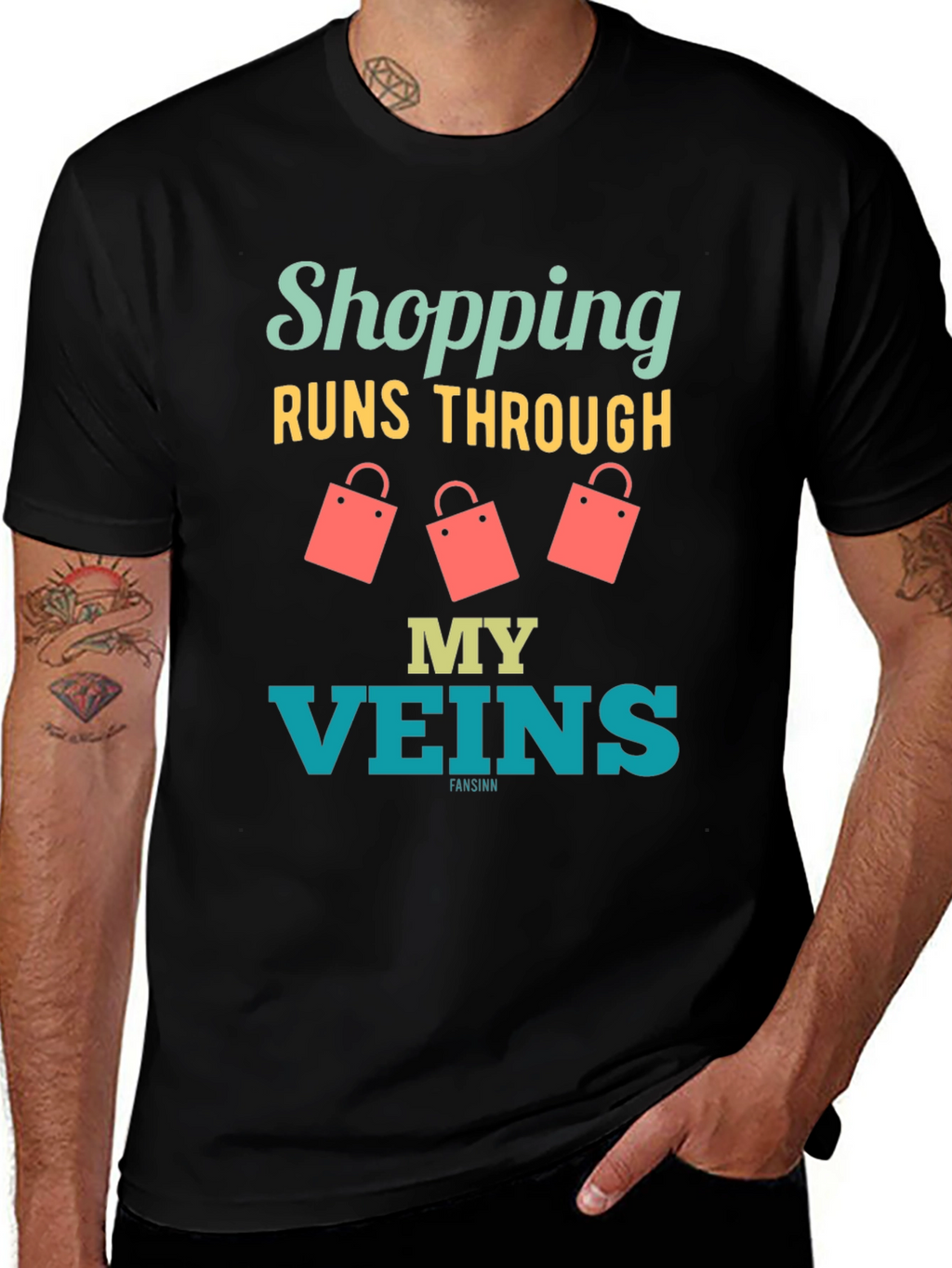 Shopping Runs Through My Veins Funny T-Shirt