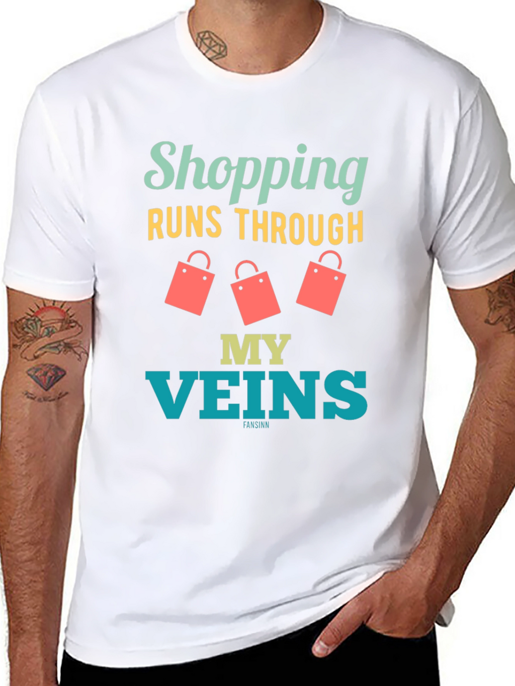 Shopping Runs Through My Veins Funny T-Shirt