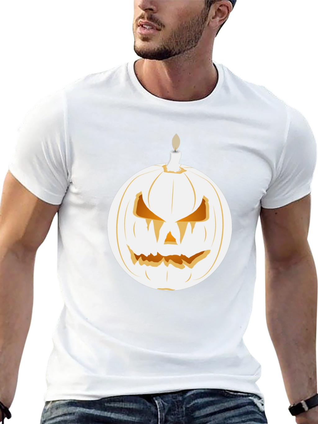 Spooky Pumpkin Candle Graphic Tee - Halloween Shirt
