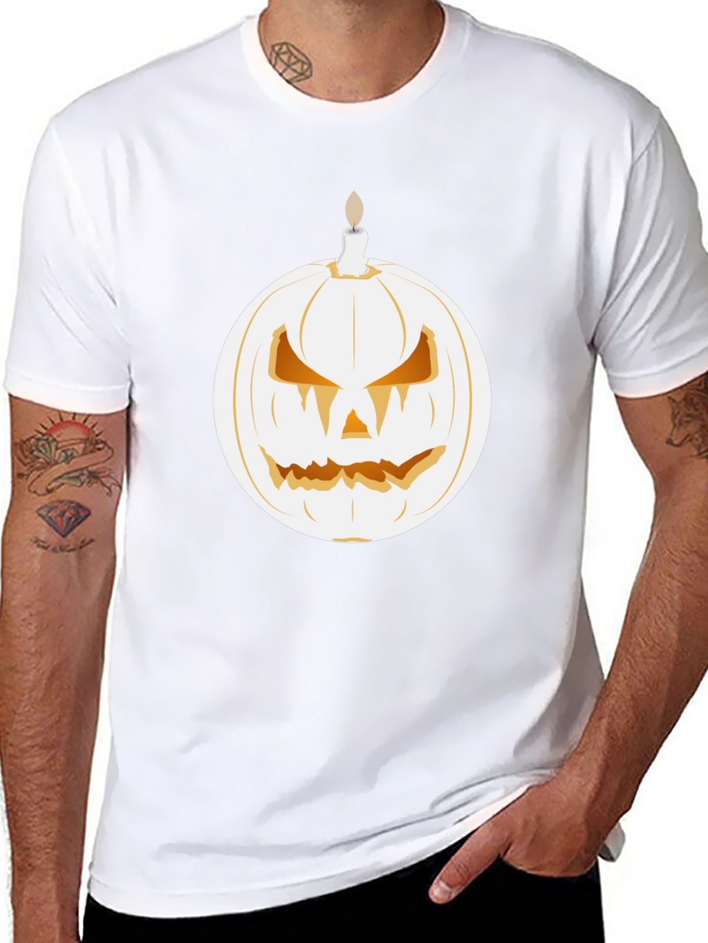 Spooky Pumpkin Candle Graphic Tee - Halloween Shirt