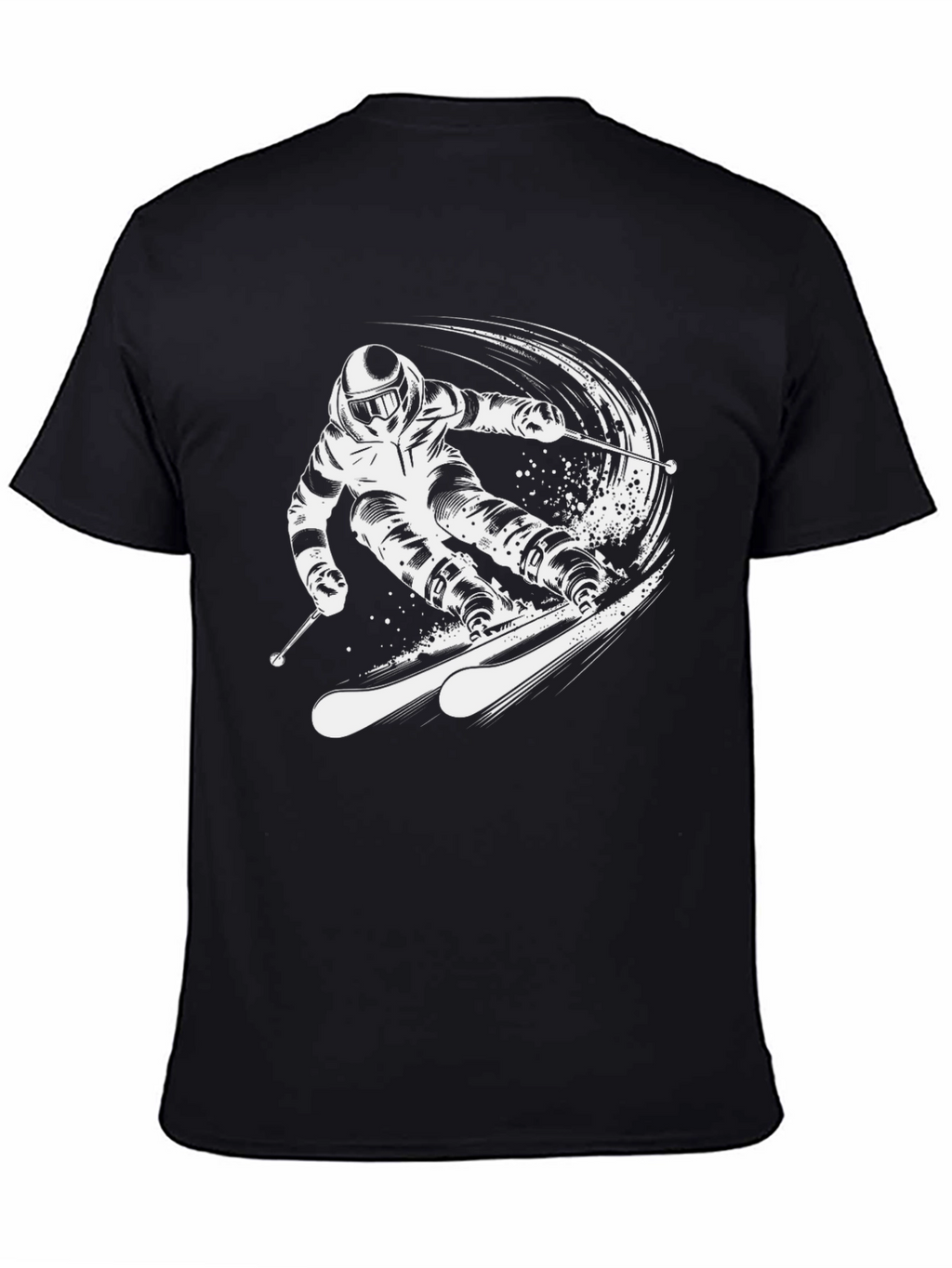 Skiing Graphic Tee - Black Cotton T-Shirt