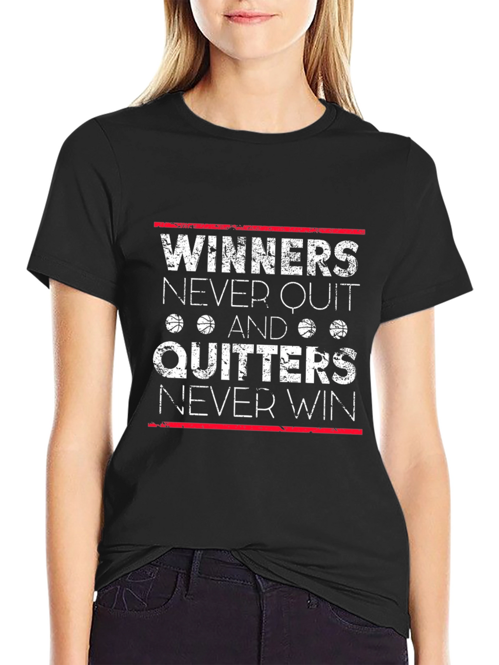 Winners Never Quit Basketball Graphic T-Shirt