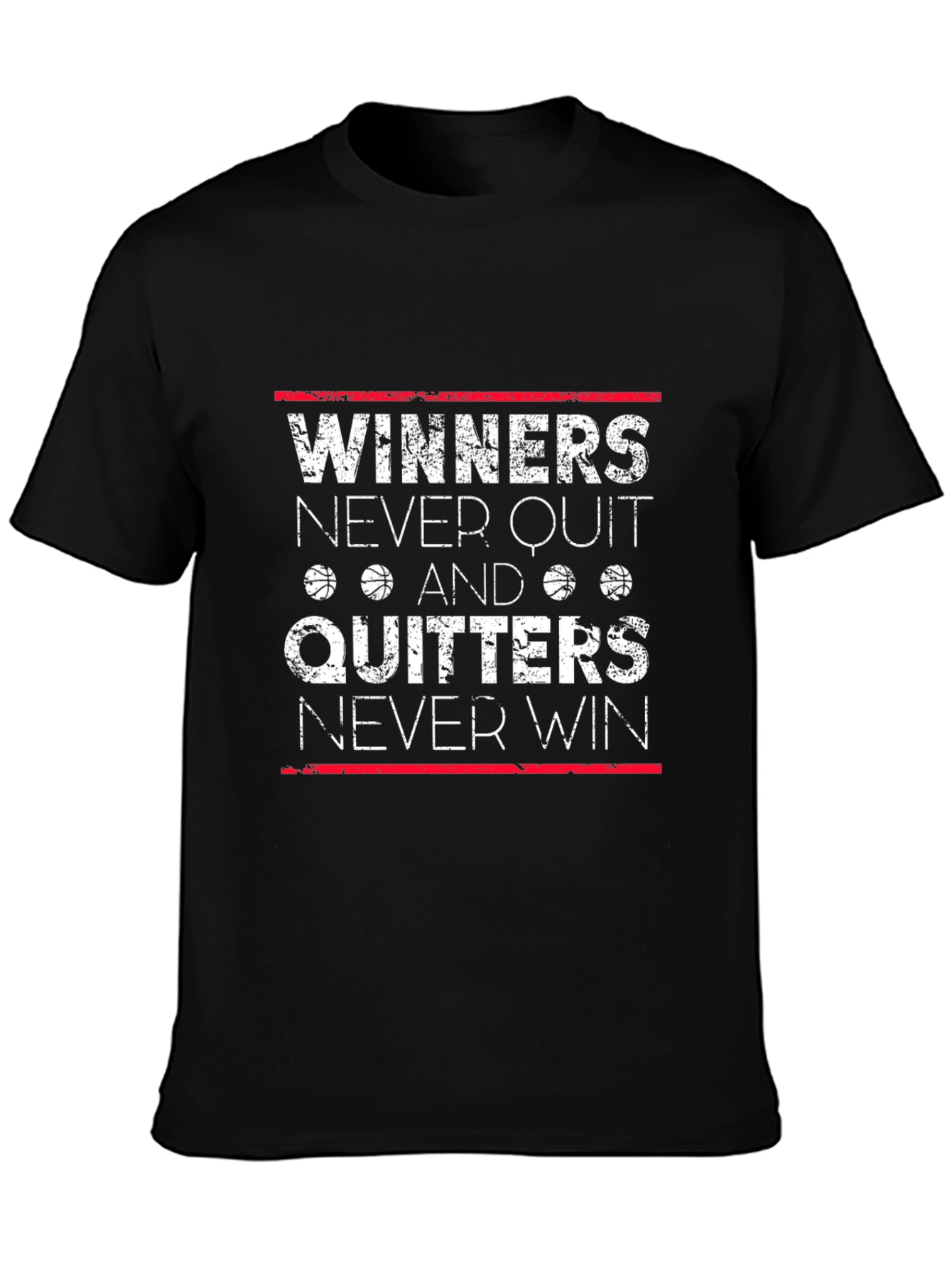 Winners Never Quit Basketball Graphic T-Shirt