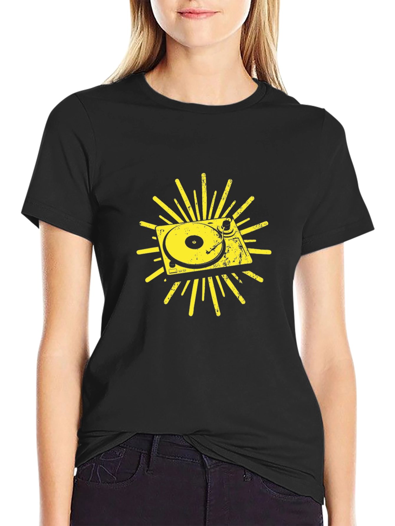 Retro Turntable Graphic Tee - Black