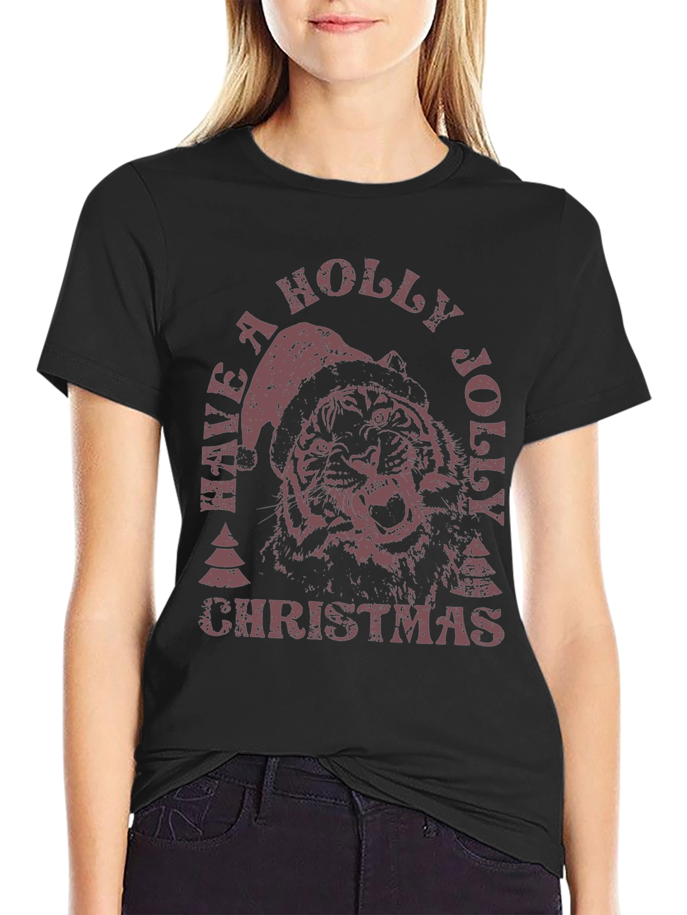 Holiday Tiger Graphic Tee - Christmas Style