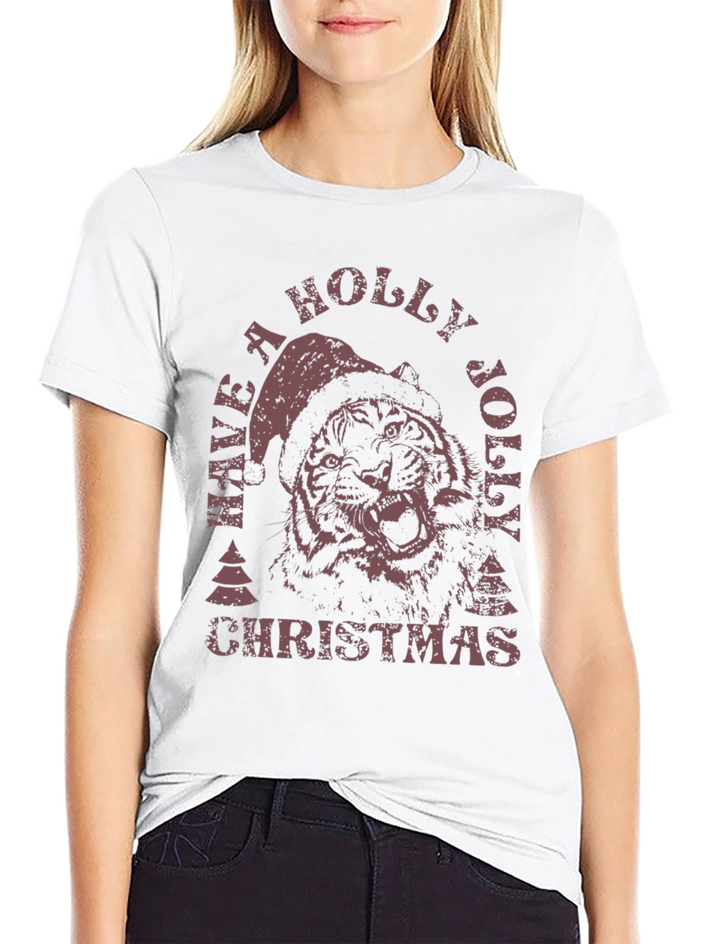 Holiday Tiger Graphic Tee - Christmas Style
