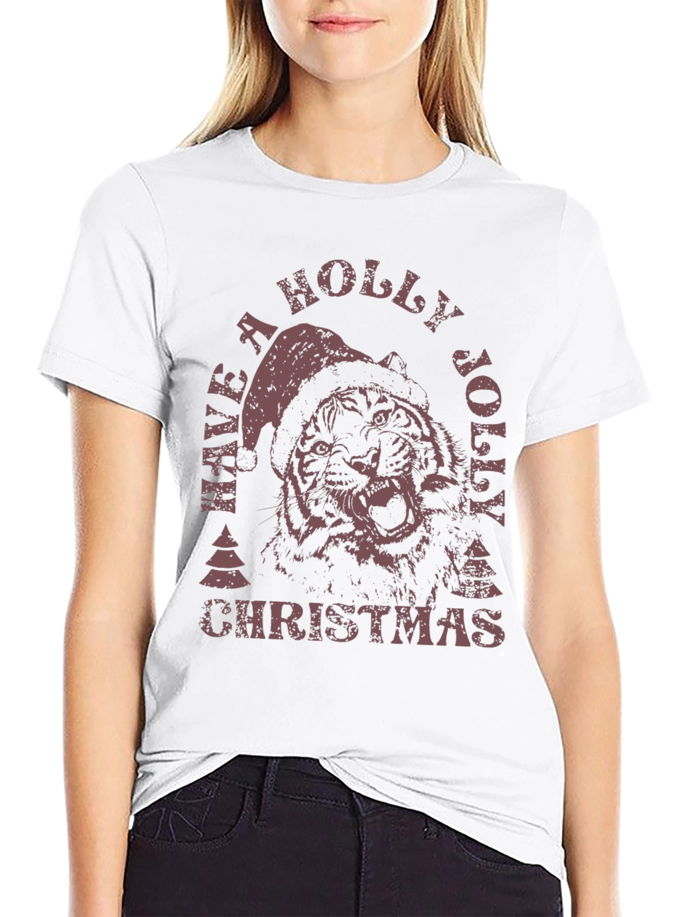 Holiday Tiger Graphic Tee - Christmas Style