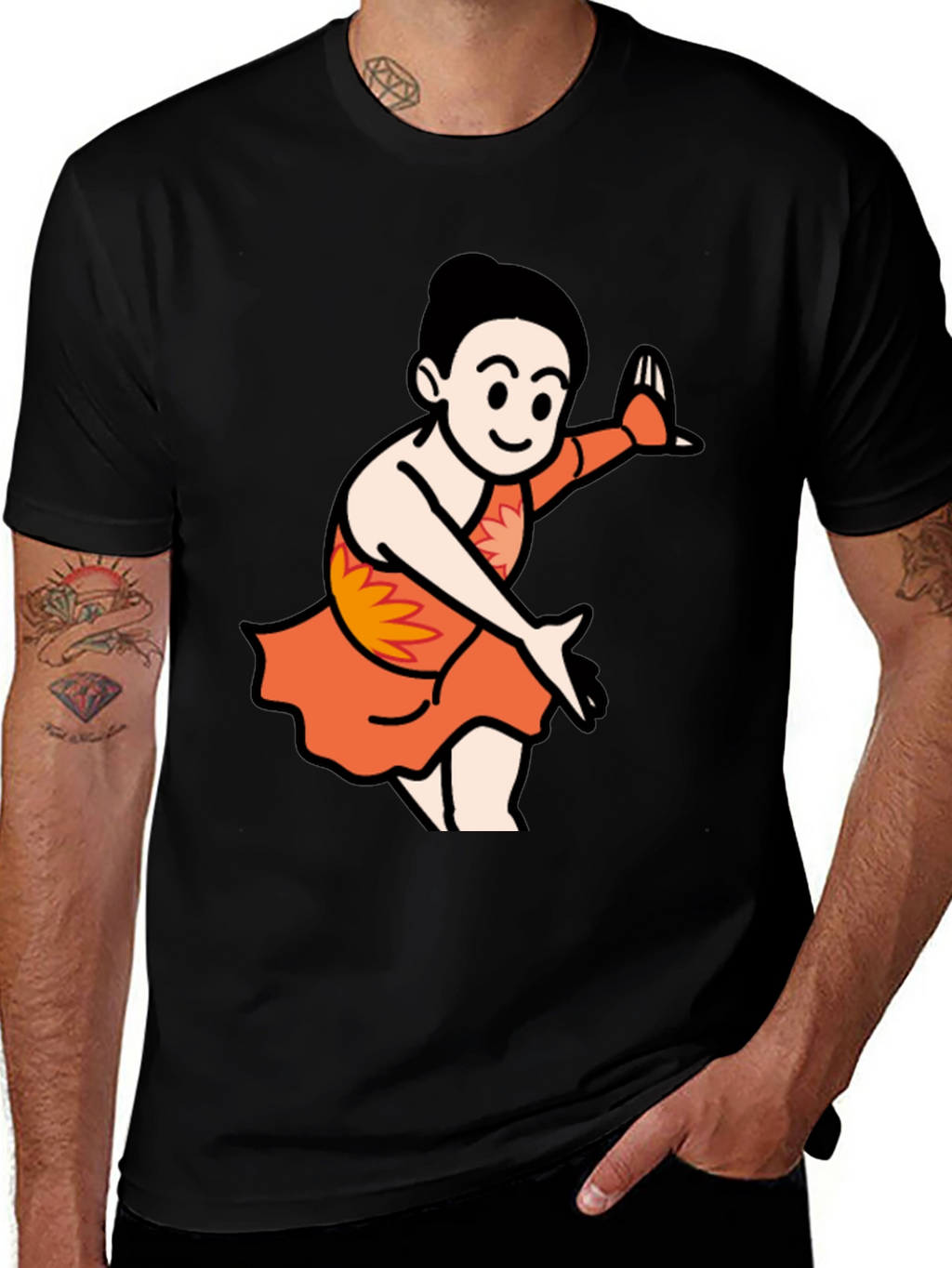 Cartoon Dancer Black T-Shirt