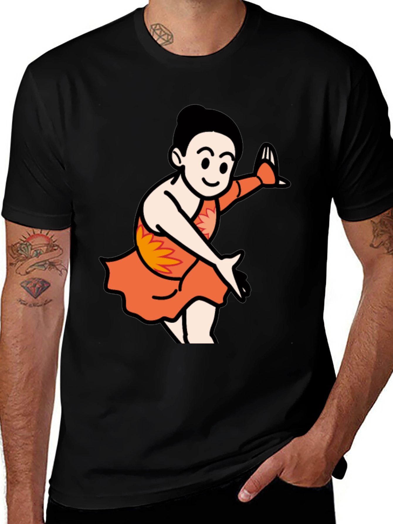 Cartoon Dancer Black T-Shirt