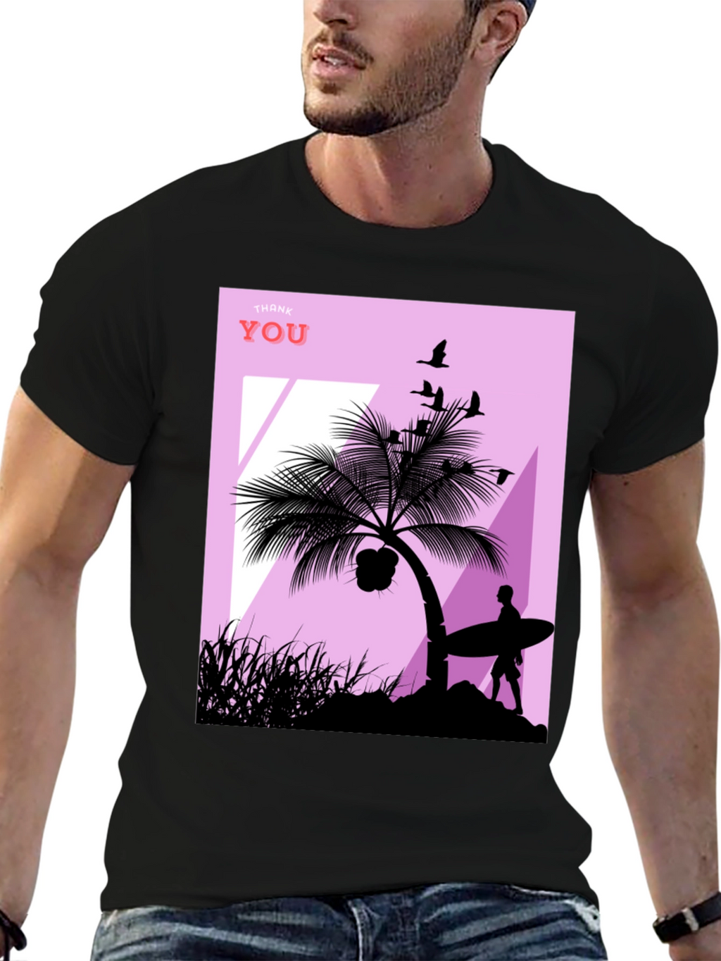 Tropical Beach Silhouette Graphic T-Shirt