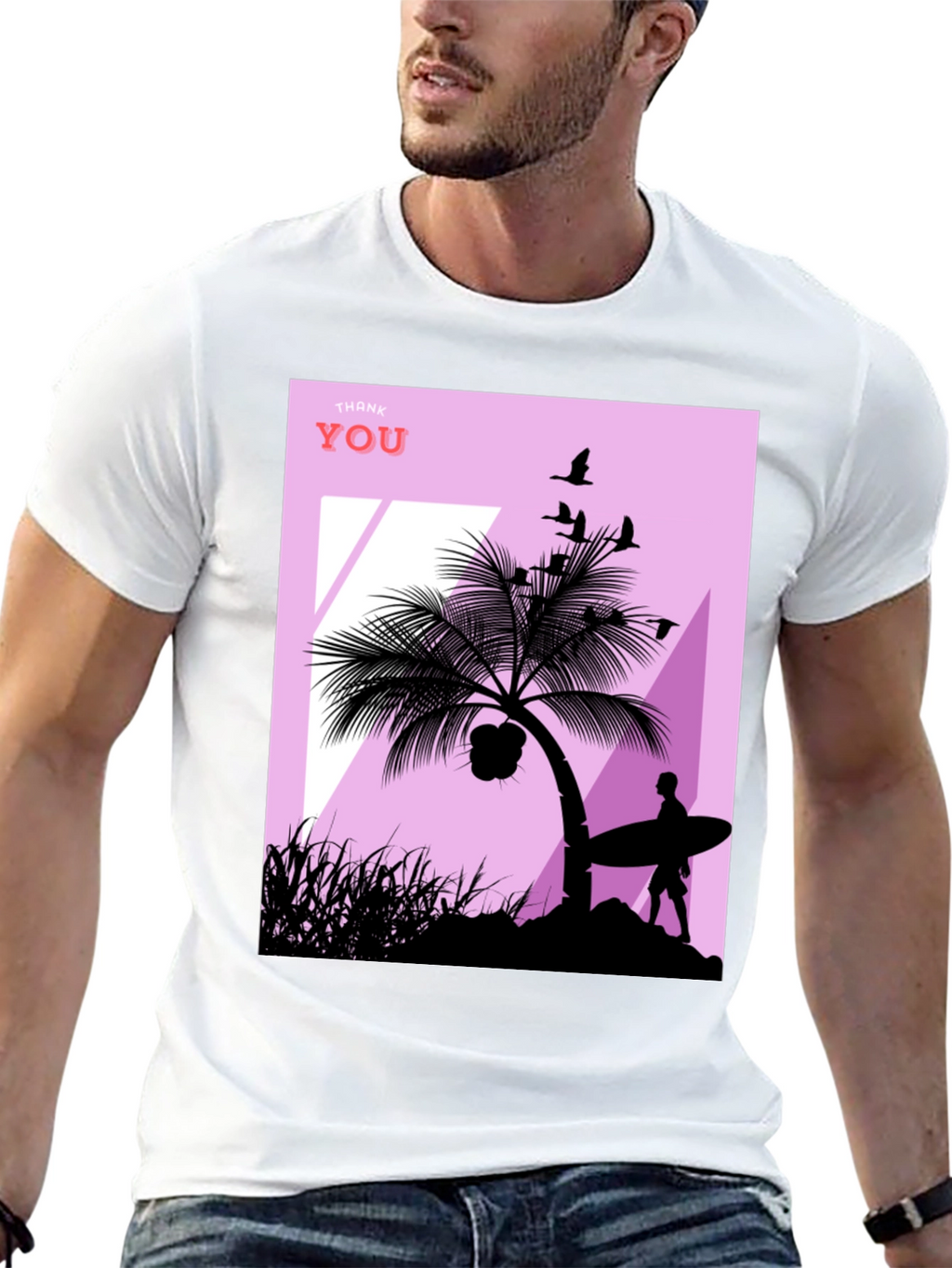 Tropical Beach Silhouette Graphic T-Shirt