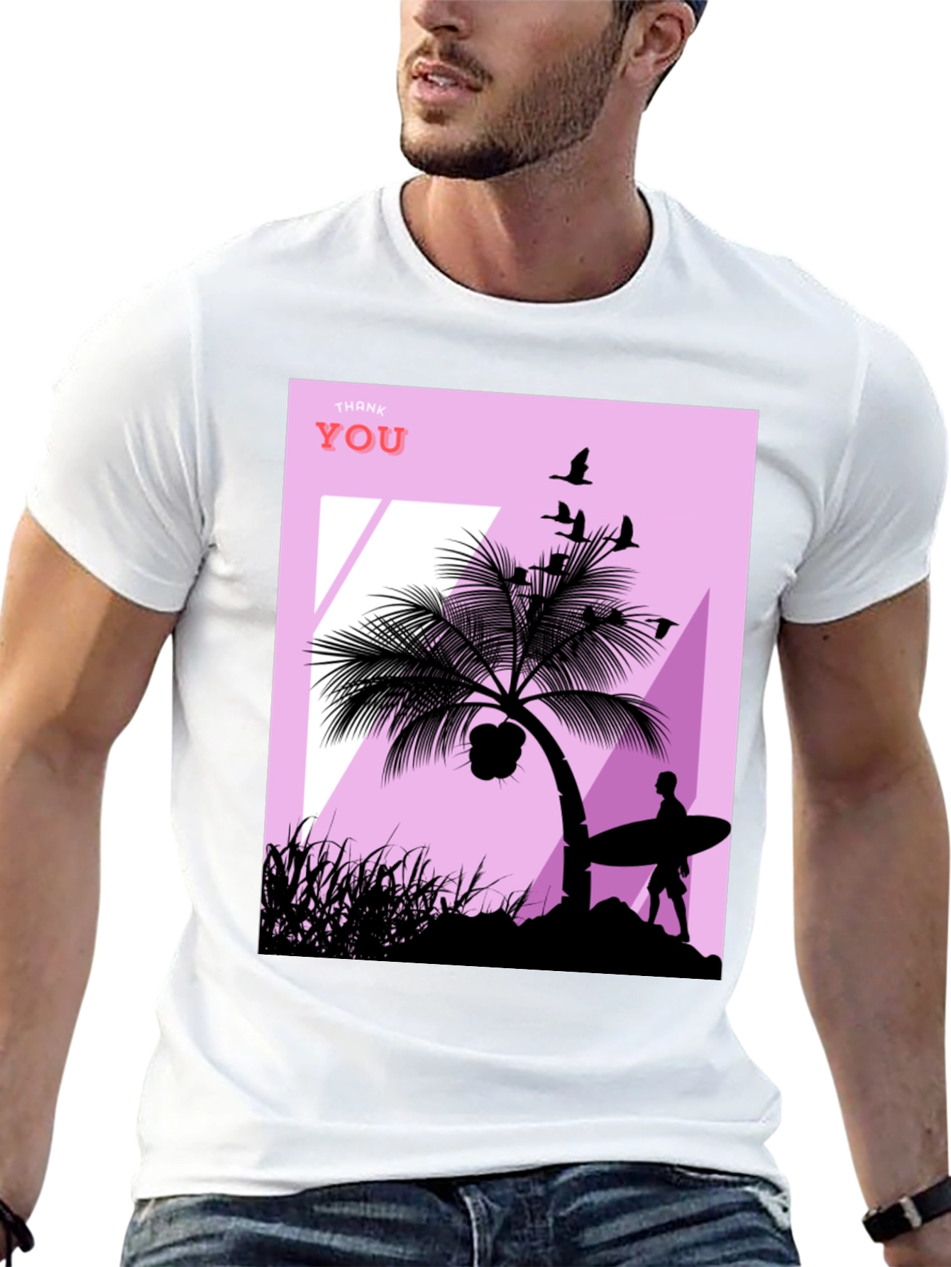 Tropical Beach Silhouette Graphic T-Shirt