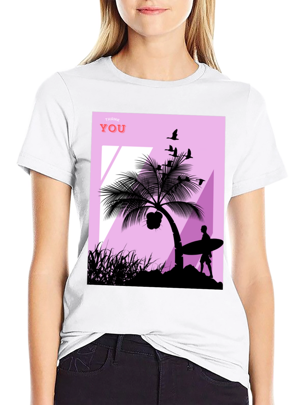 Tropical Beach Silhouette Graphic T-Shirt