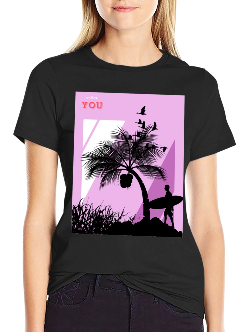 Tropical Beach Silhouette Graphic T-Shirt