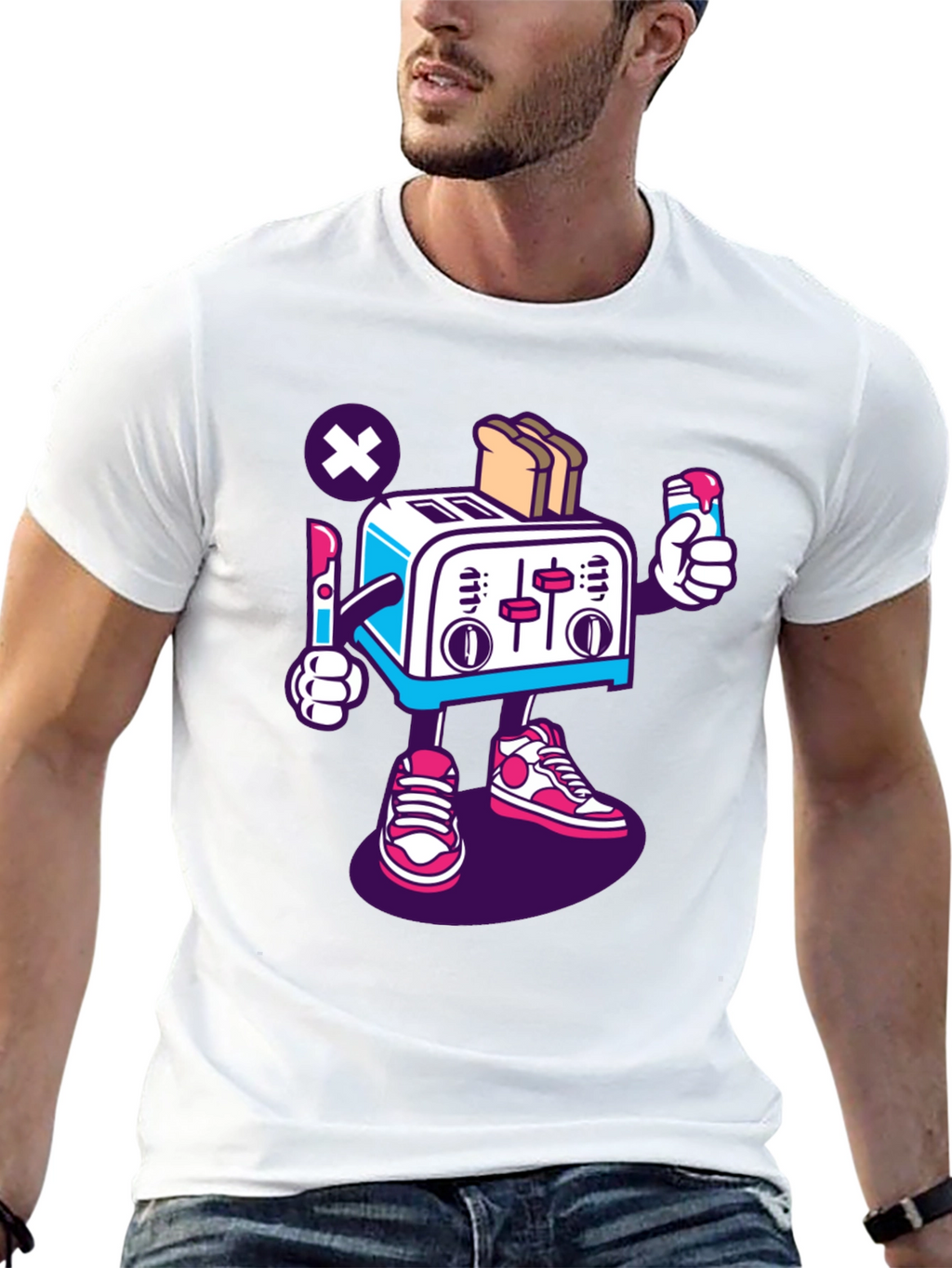 Toaster Character Black Graphic T-Shirt