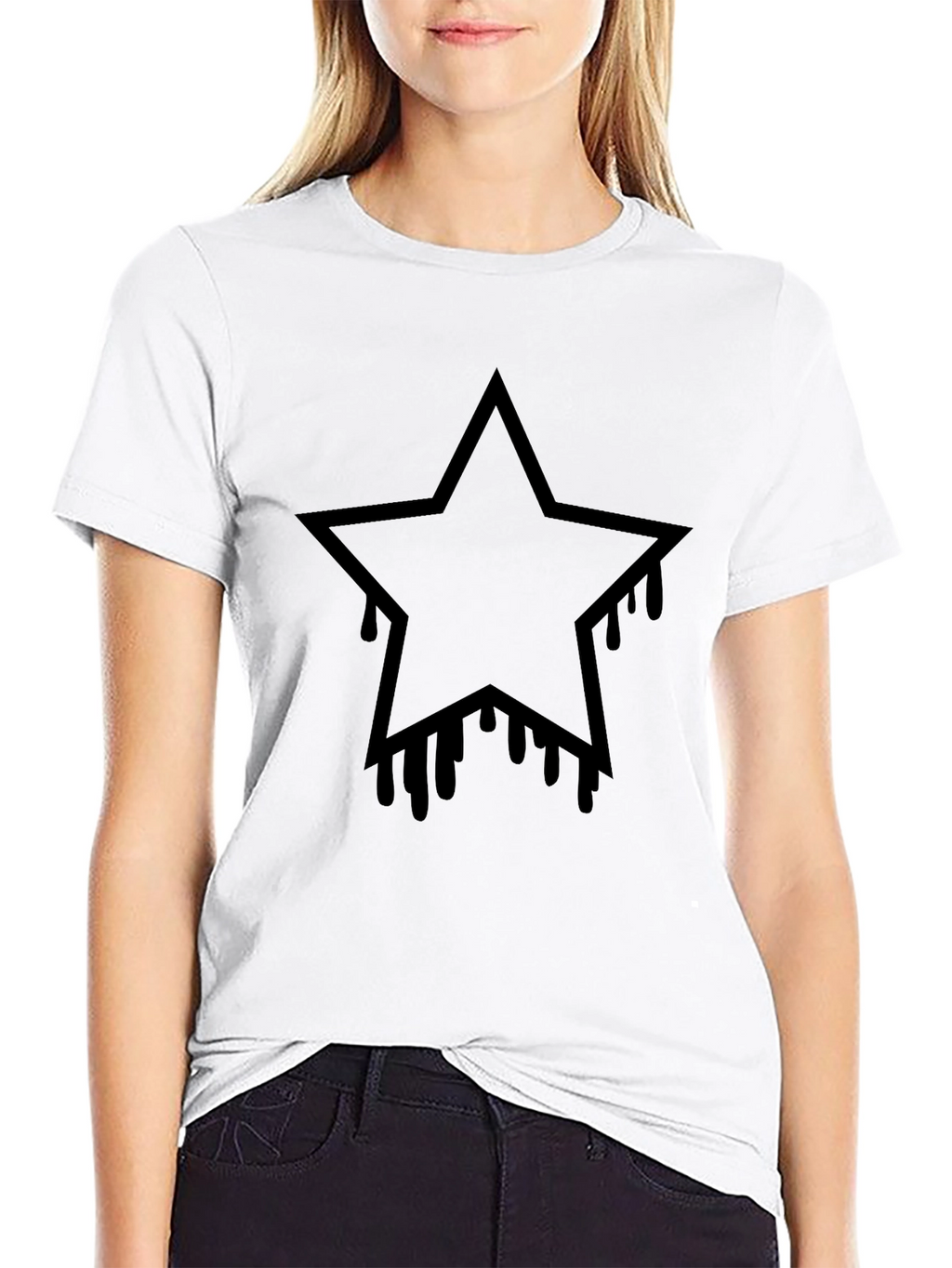 Black Star Drip Graphic Tee - Mens Casual T-Shirt