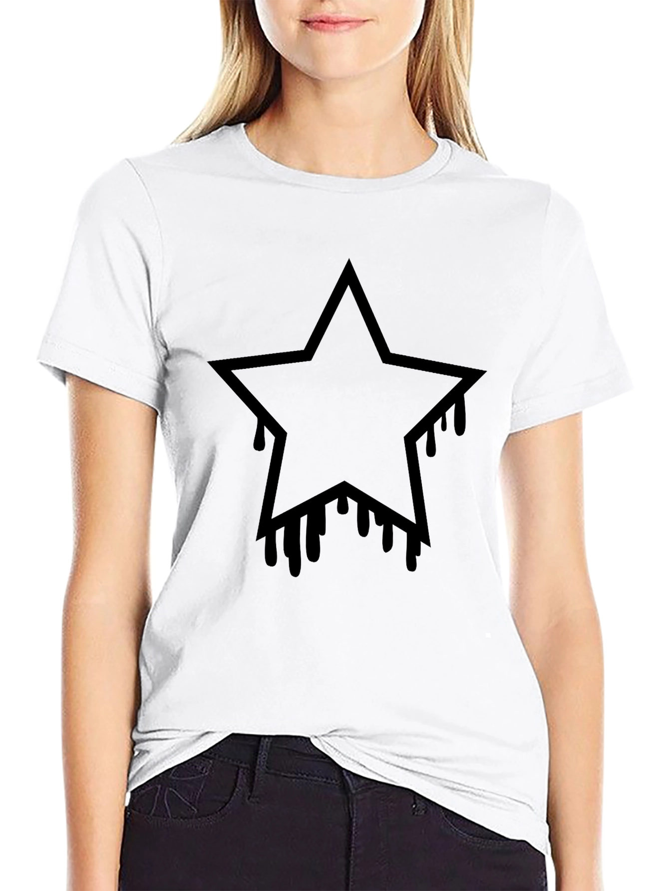 Black Star Drip Graphic Tee - Mens Casual T-Shirt