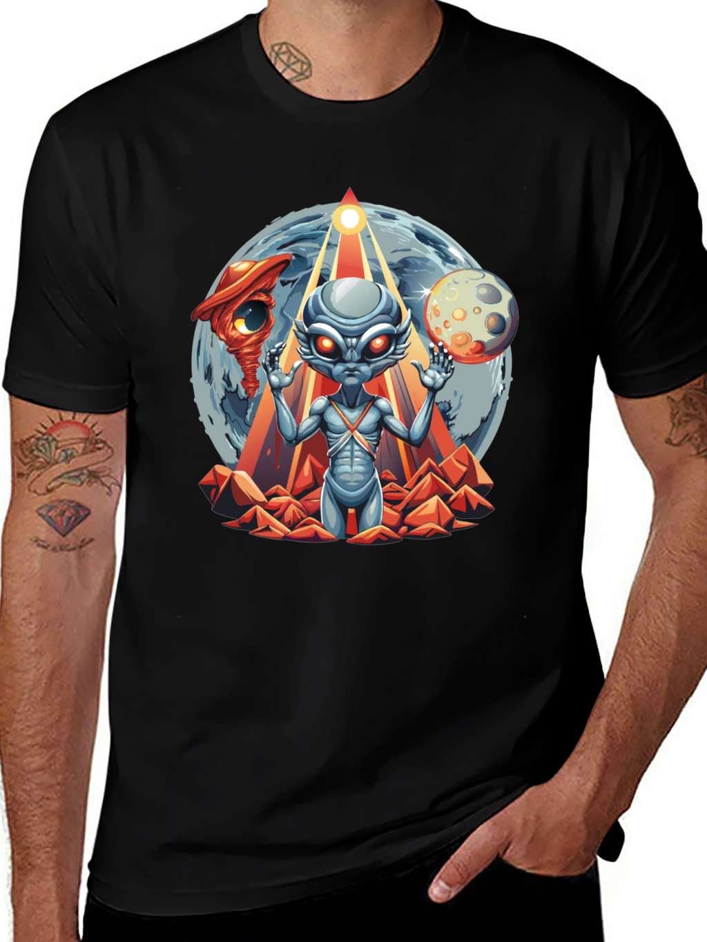 Alien Graphic T-Shirt: Sci-Fi Style Black Tee