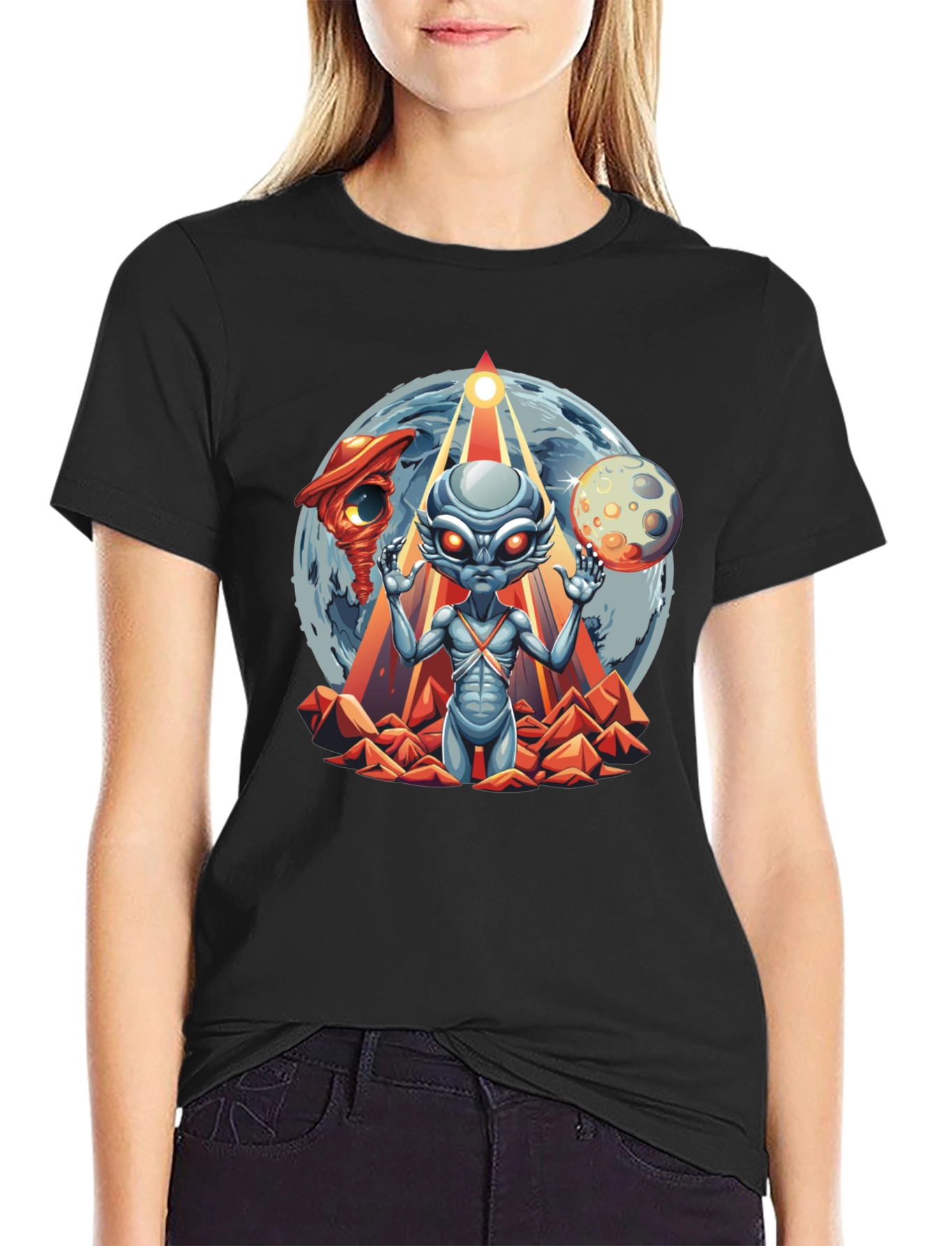 Alien Graphic T-Shirt: Sci-Fi Style Black Tee