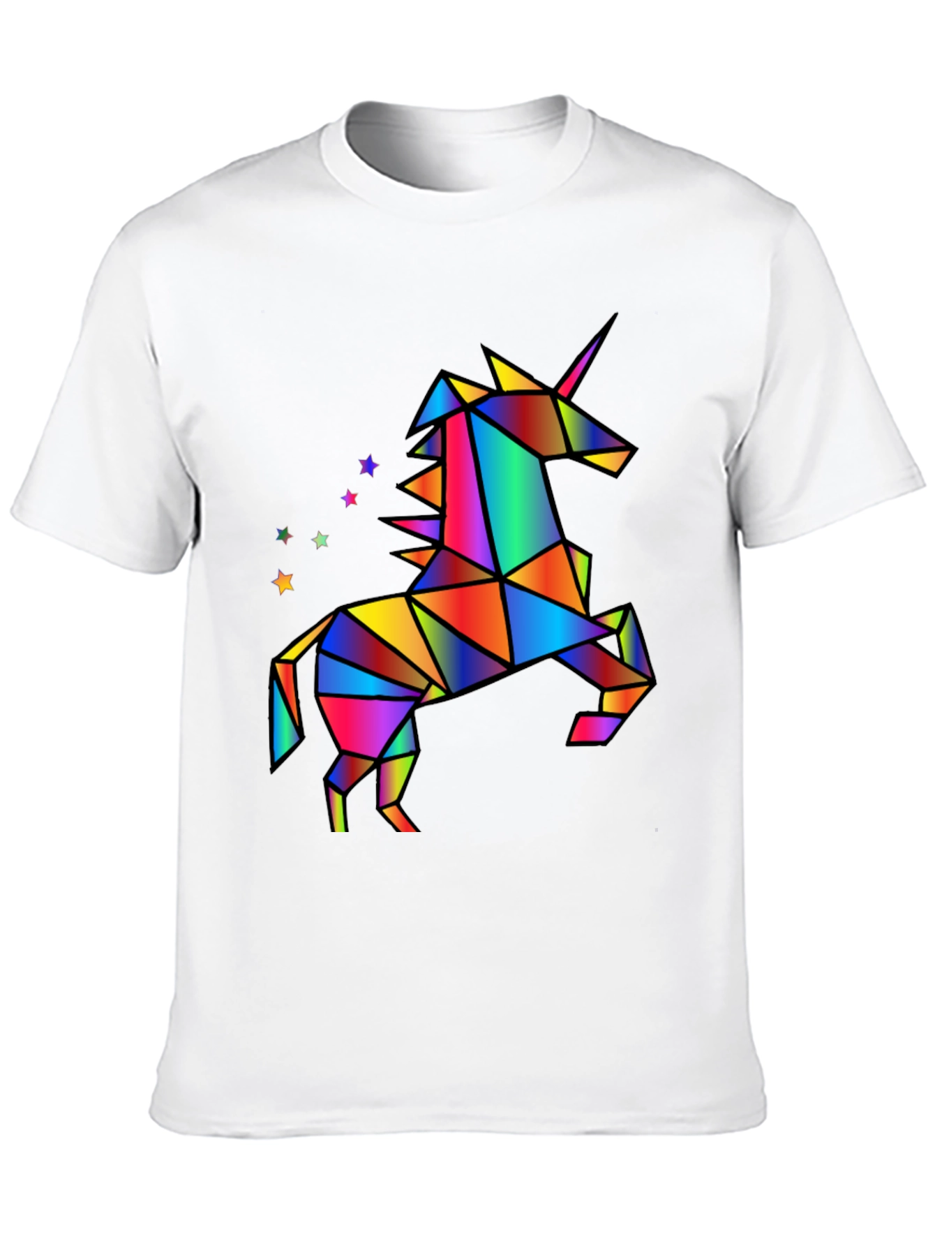 Geometric Unicorn Graphic T-Shirt - Black