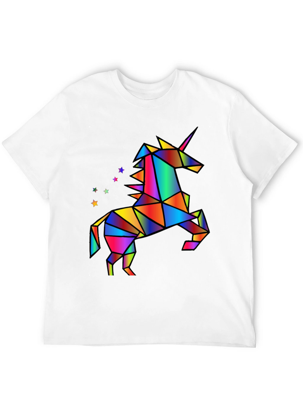 Geometric Unicorn Graphic T-Shirt - Black