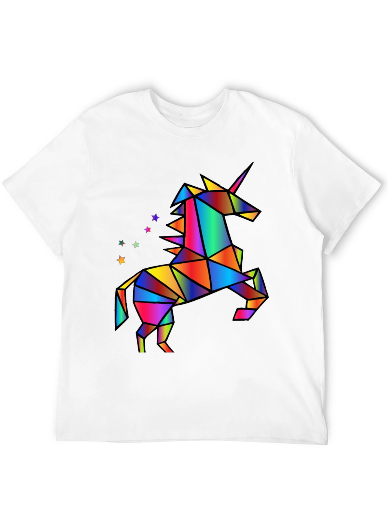 Geometric Unicorn Graphic T-Shirt - Black