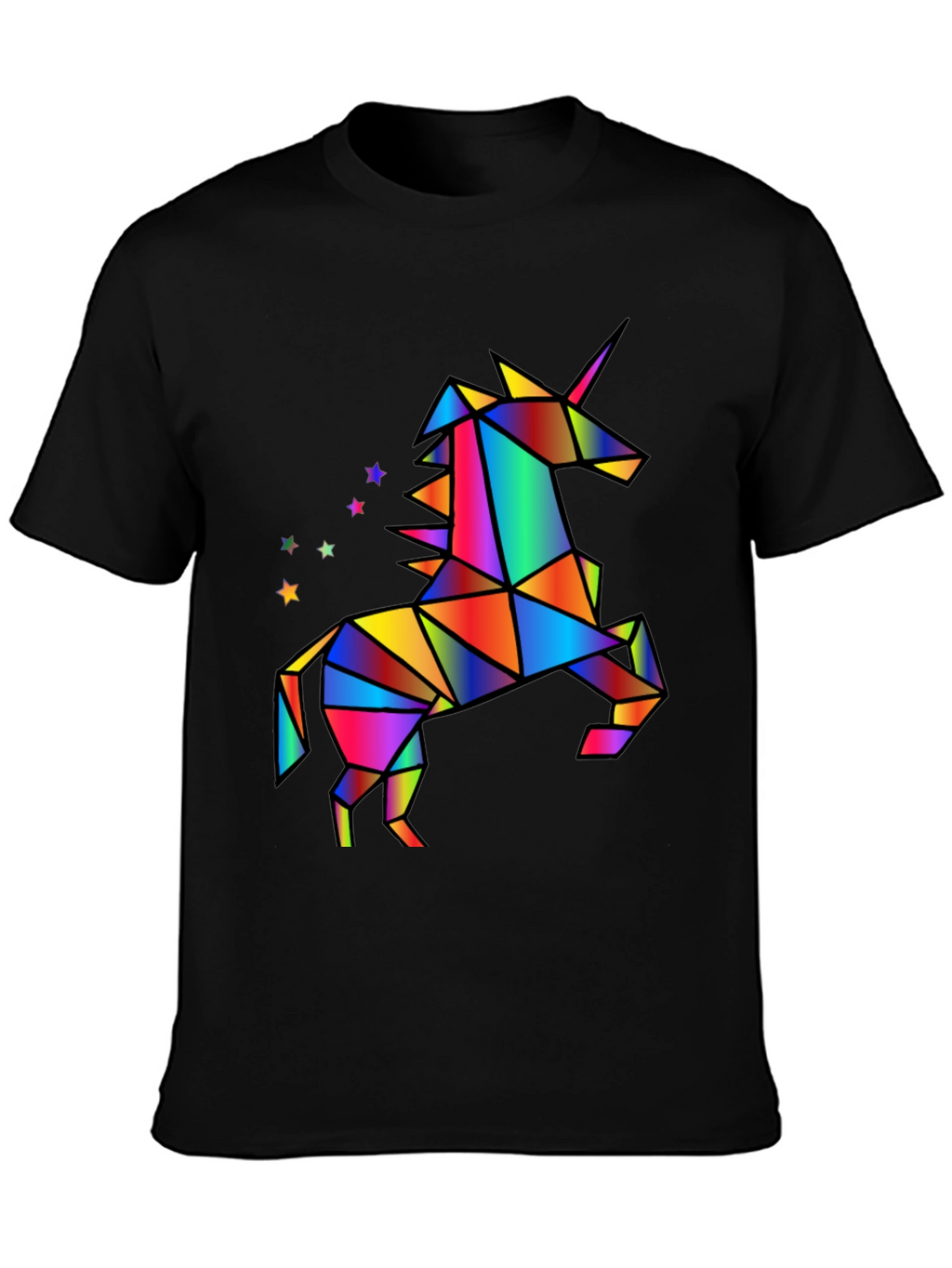 Geometric Unicorn Graphic T-Shirt - Black