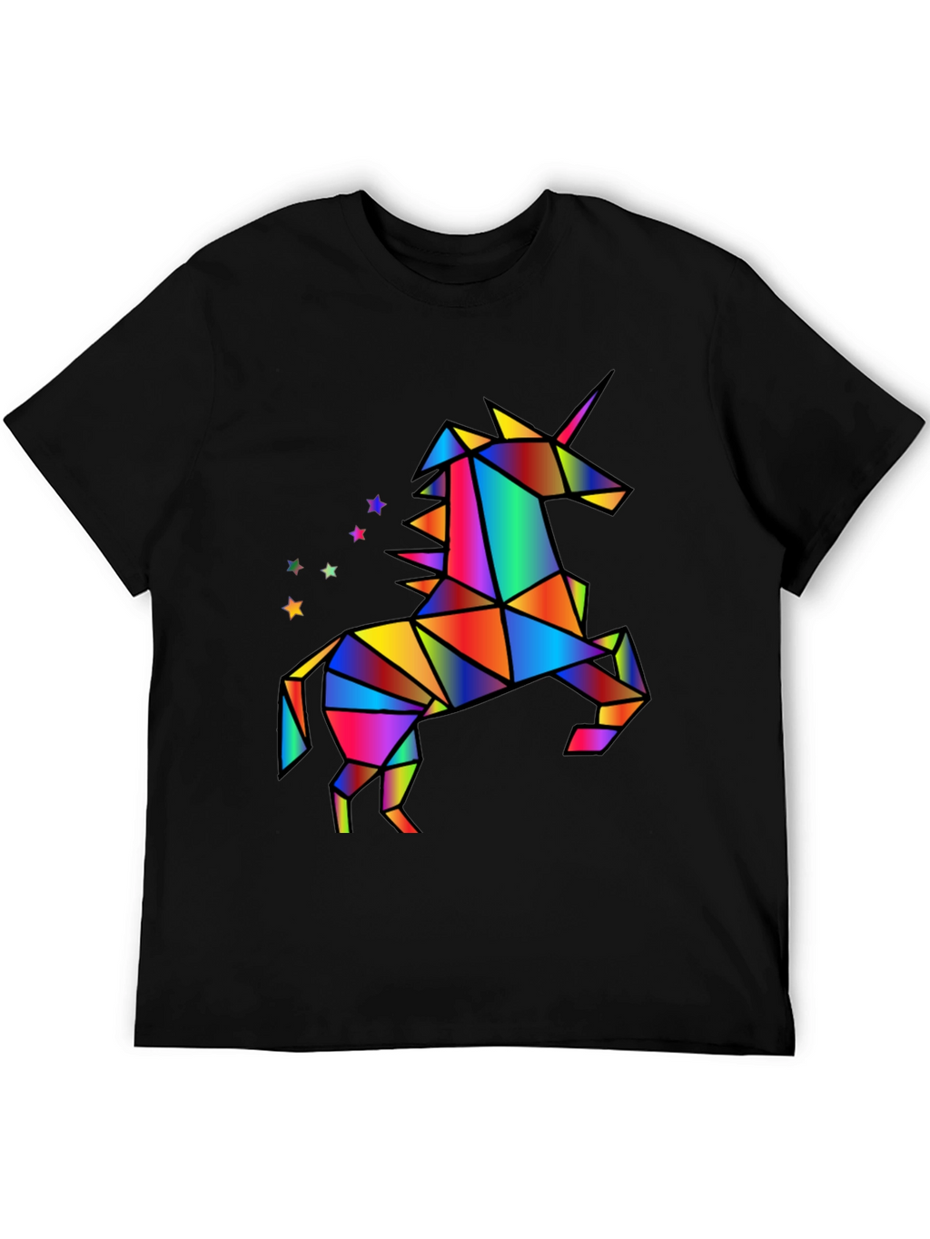 Geometric Unicorn Graphic T-Shirt - Black
