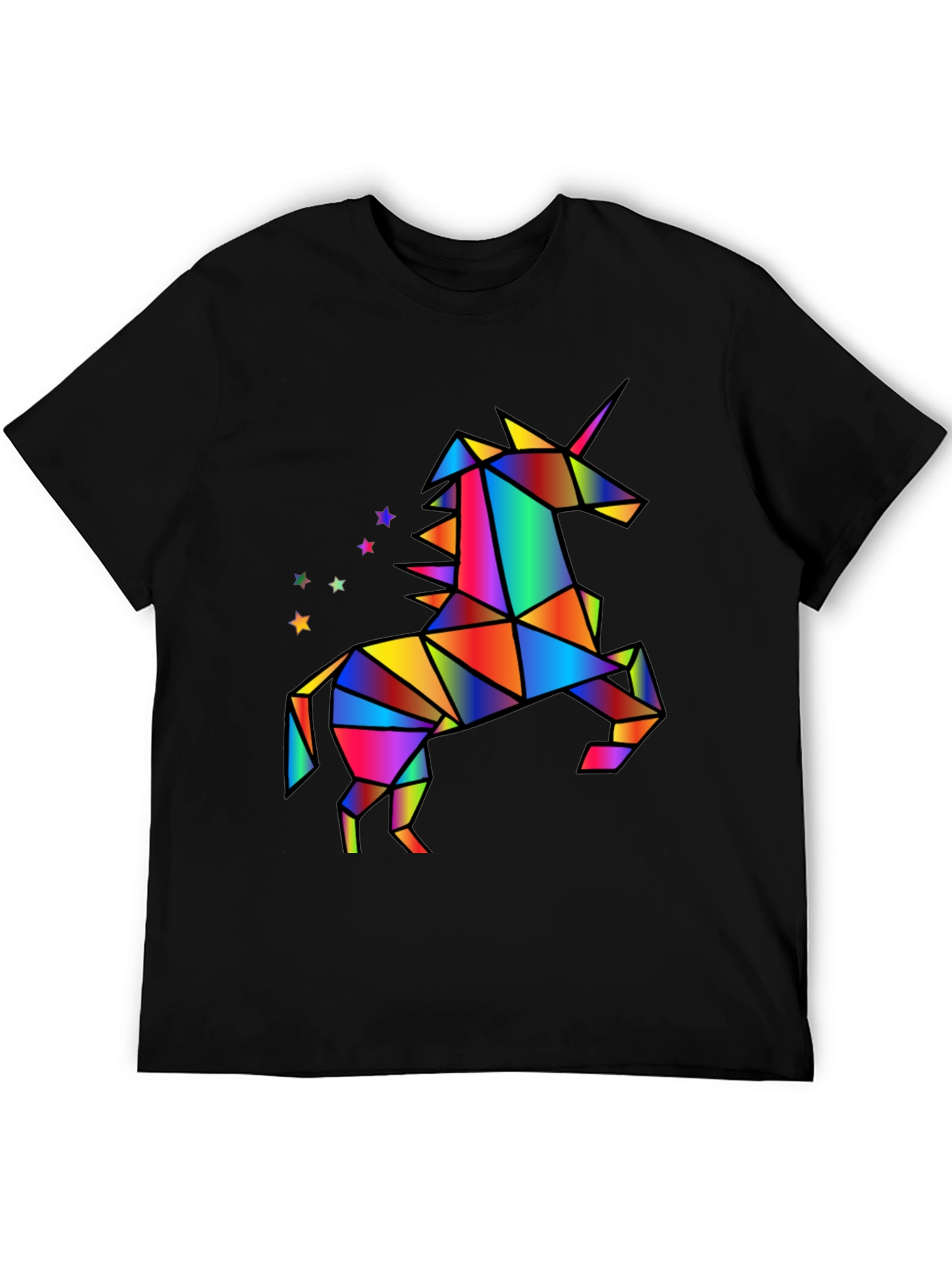 Geometric Unicorn Graphic T-Shirt - Black