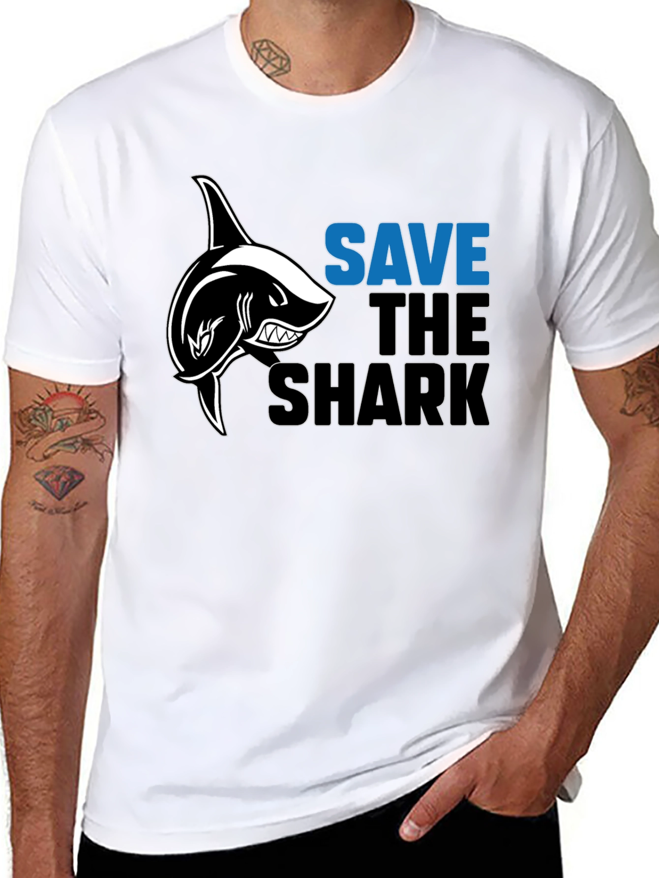 Save The Sharks Graphic Tee - Black